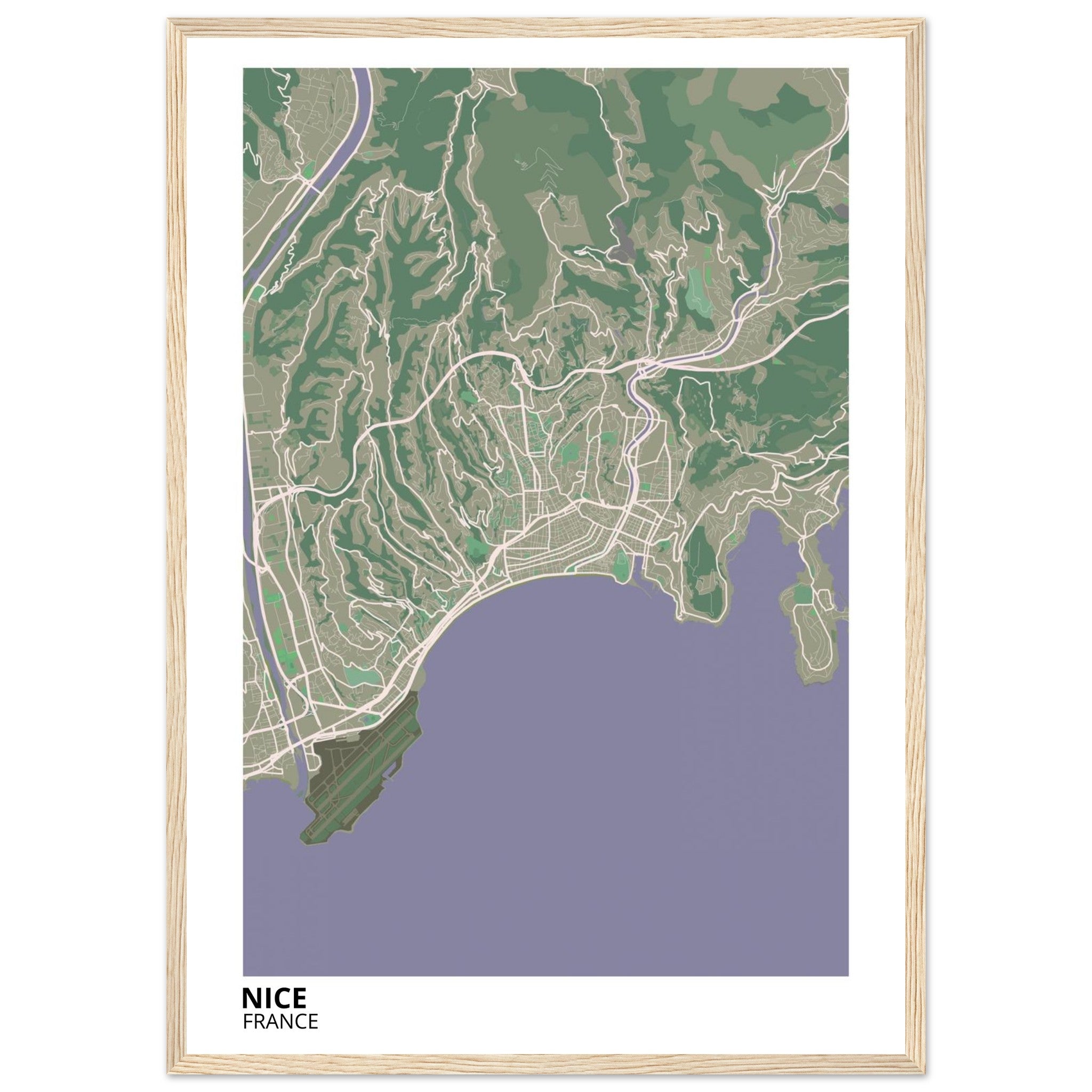 Nice France City Map Poster | Custom Map Art Print - Ink And Atlas