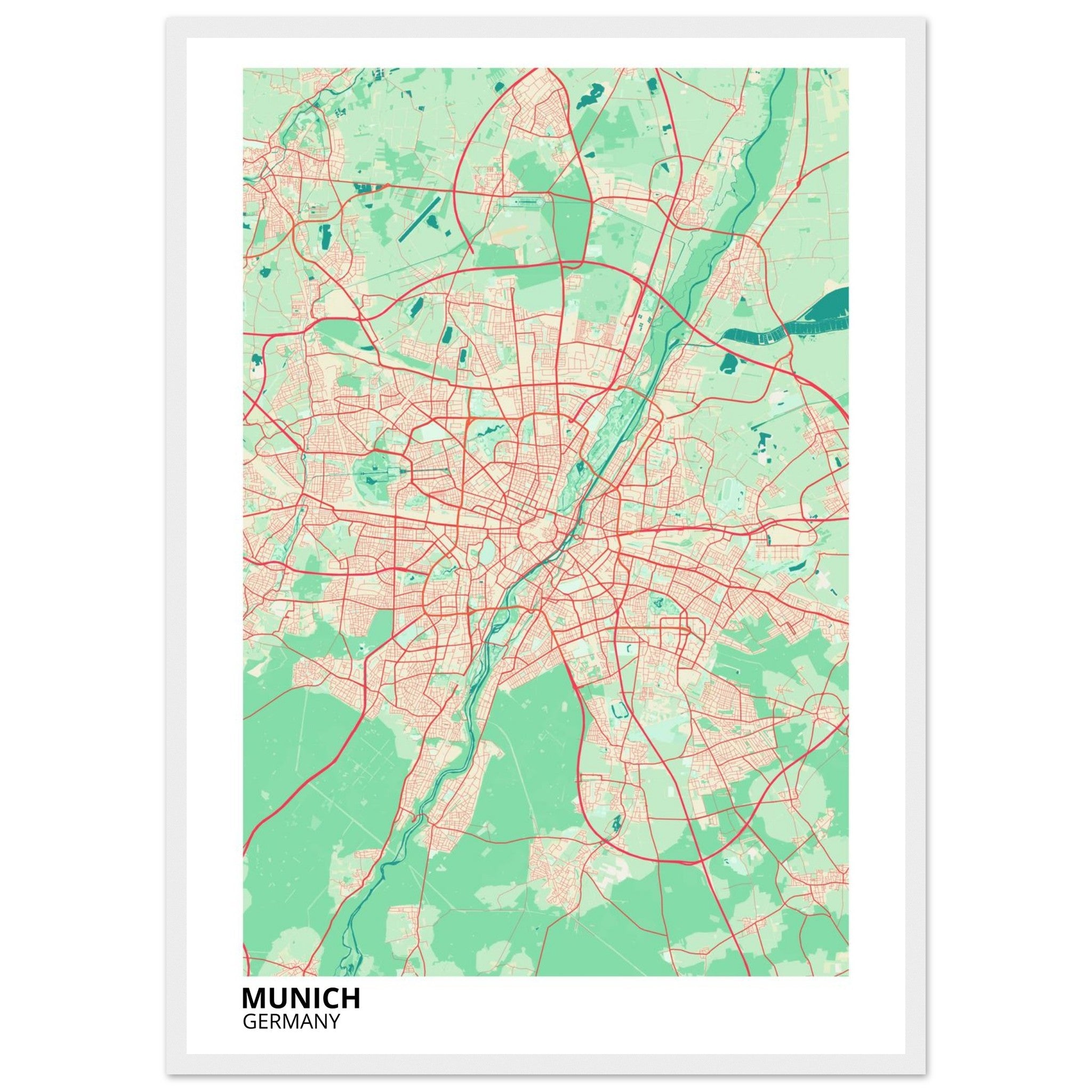 Munich Germany City Map Poster | Custom Map Art Print - Ink And Atlas