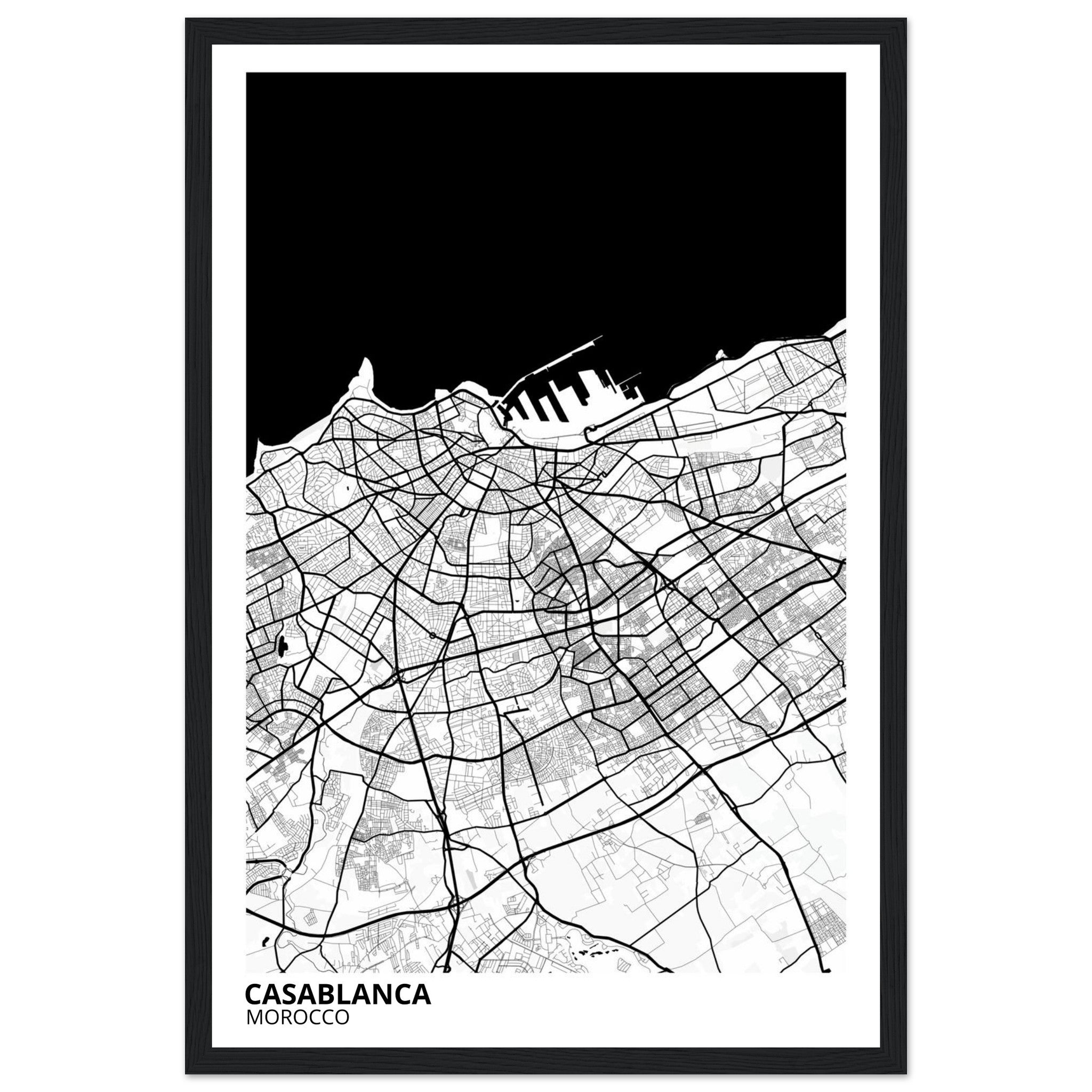 Casablanca Morocco City Map Poster | Custom Map Art Print - Ink And Atlas