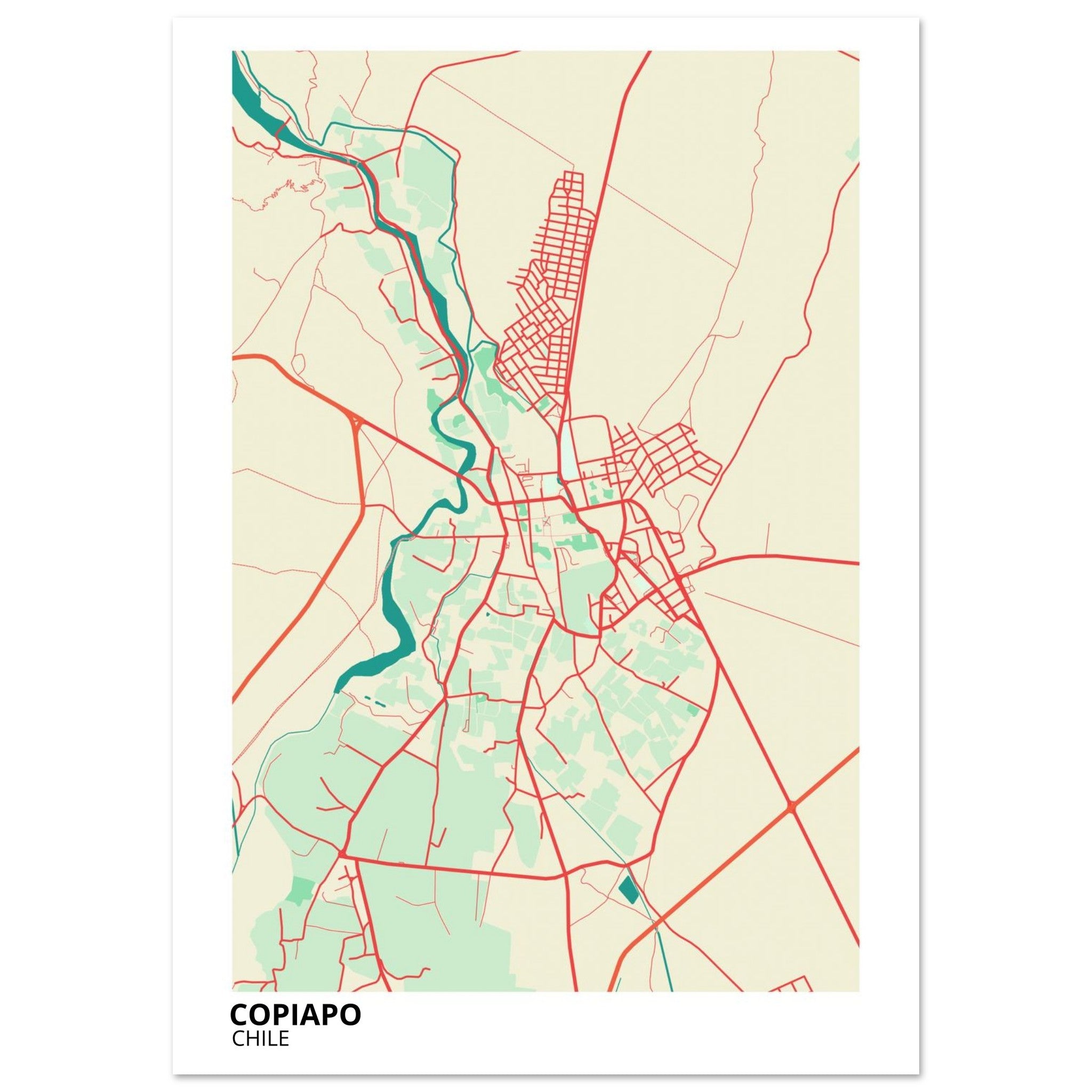 Copiapo Chile City Map Poster | Custom Map Art Print - Ink And Atlas