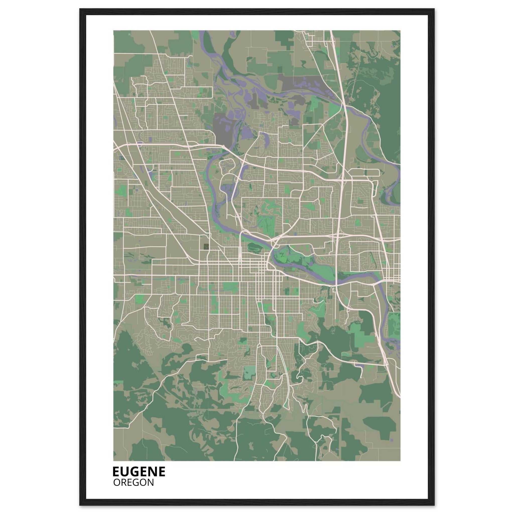 Eugene Oregon City Map Poster | Custom Map Art Print - Ink And Atlas