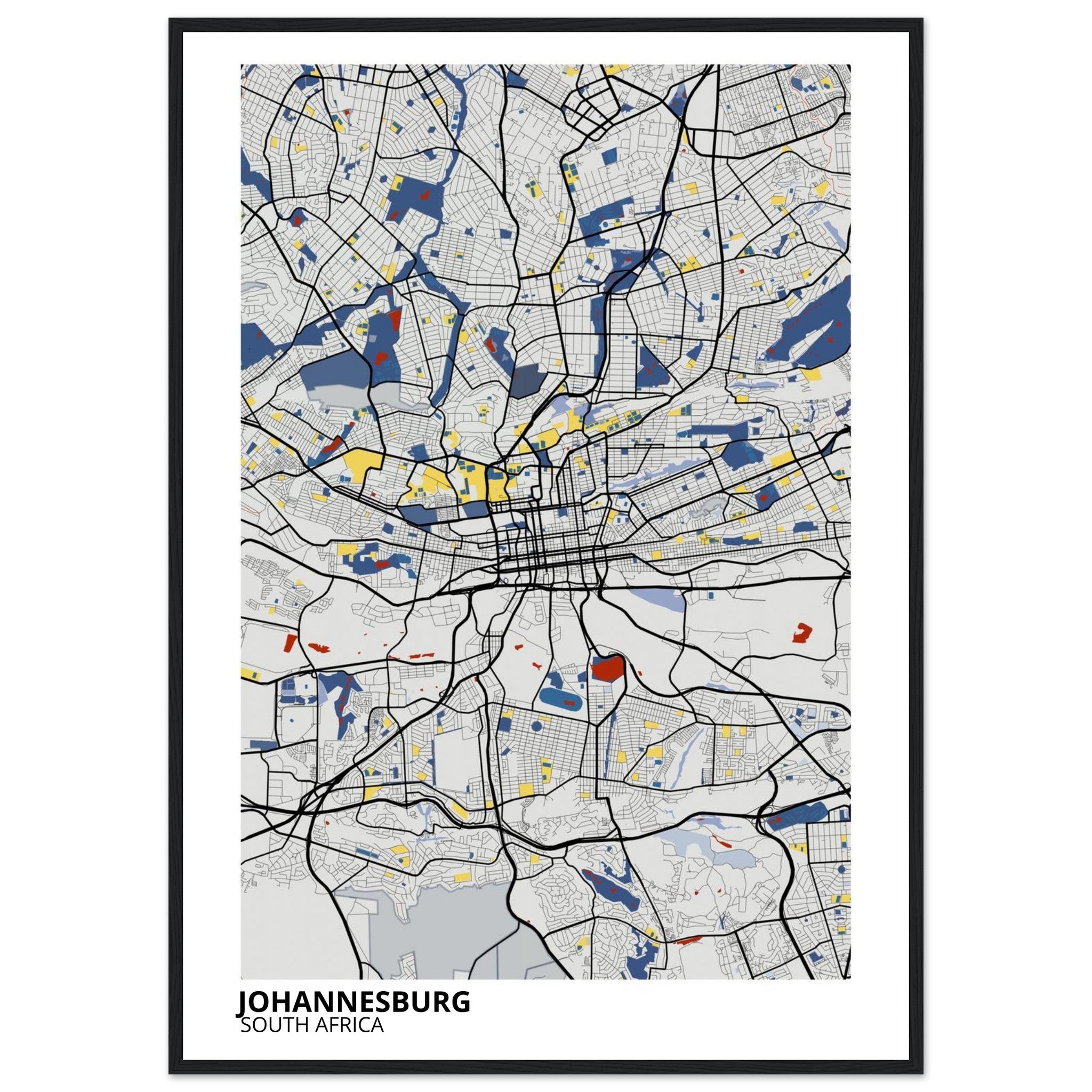 Johannesburg South Africa City Map Poster | Custom Map Art Print - Ink And Atlas