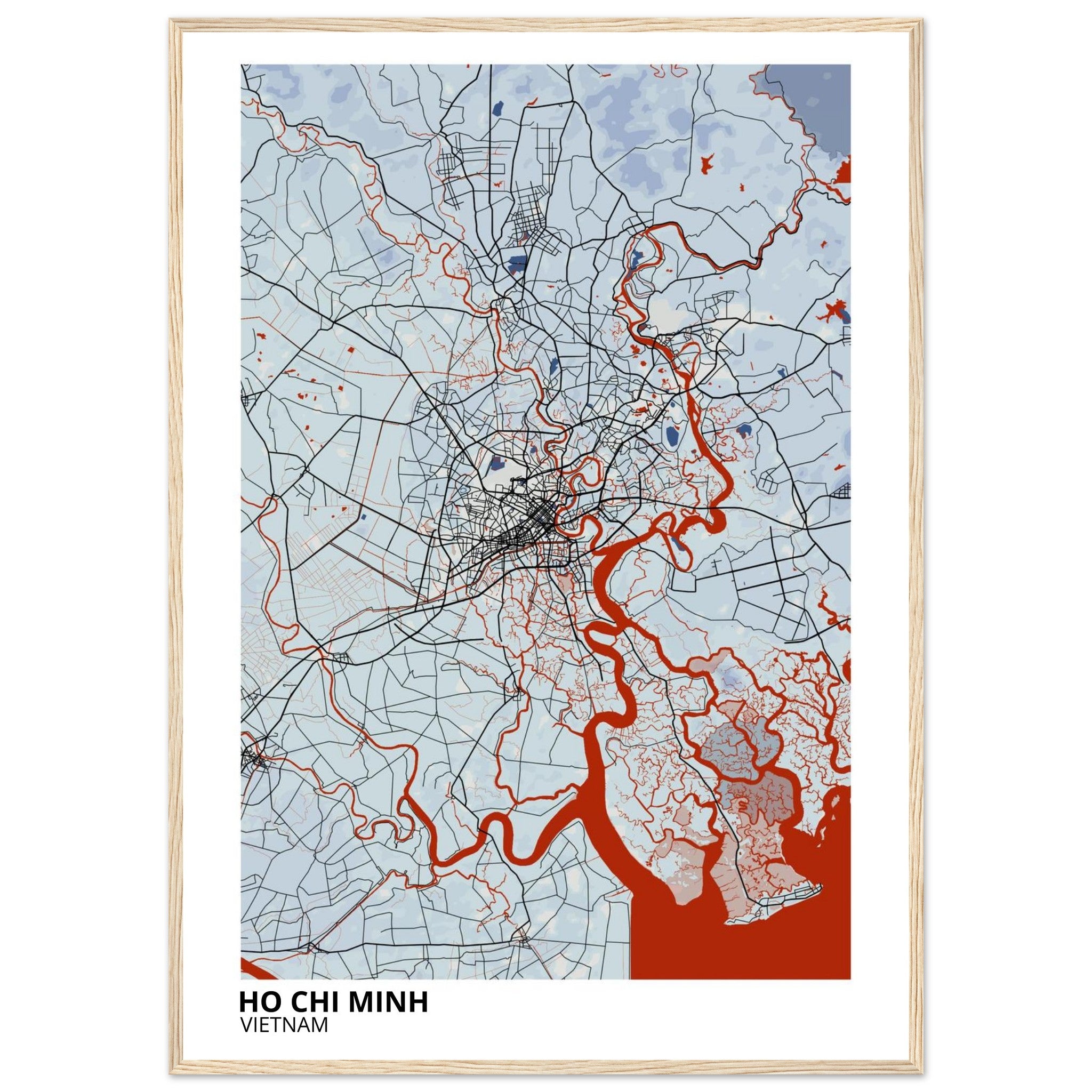 ho chi minh vietnam map poster print