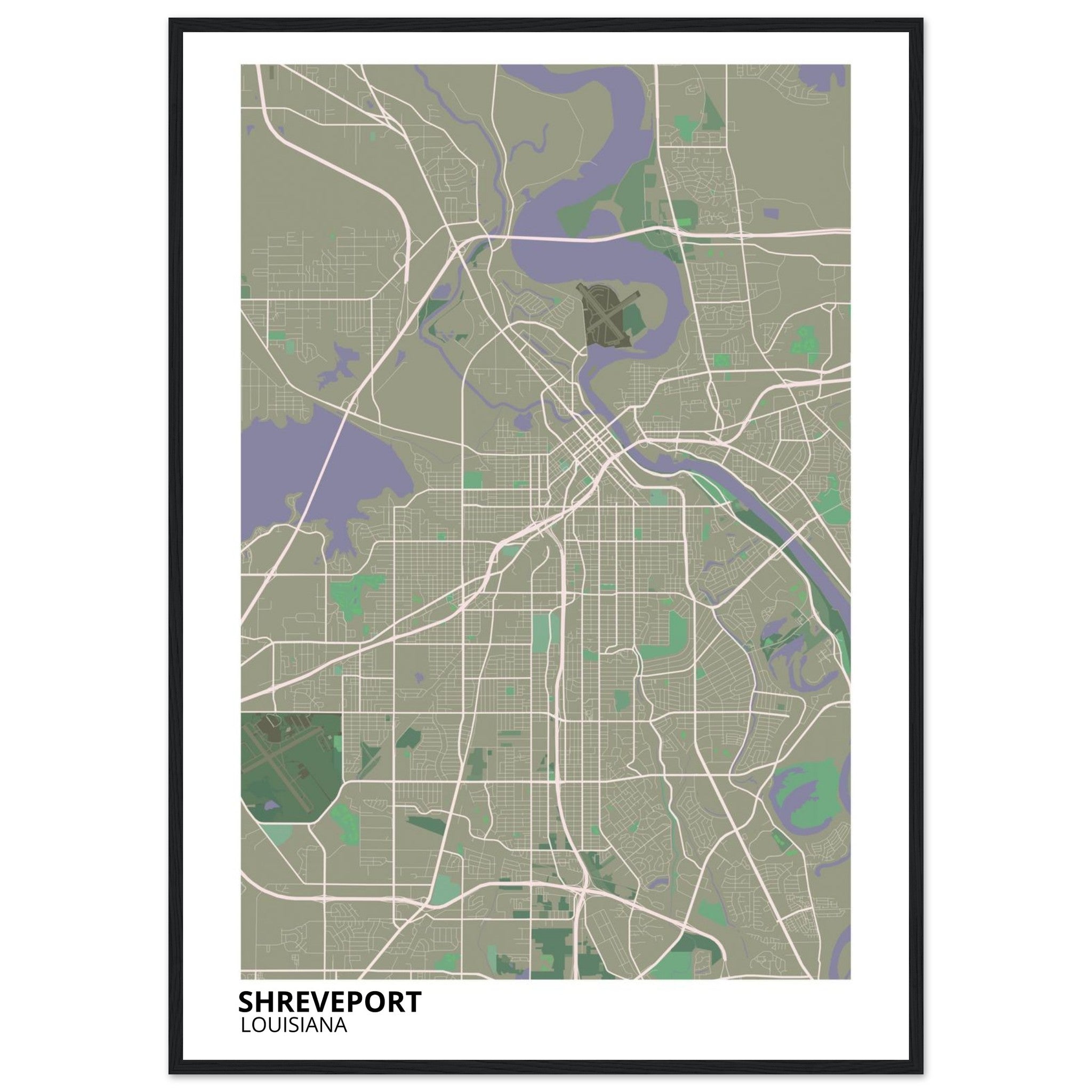 Shreveport Louisiana City Map Poster | Custom Map Art Print - Ink And Atlas