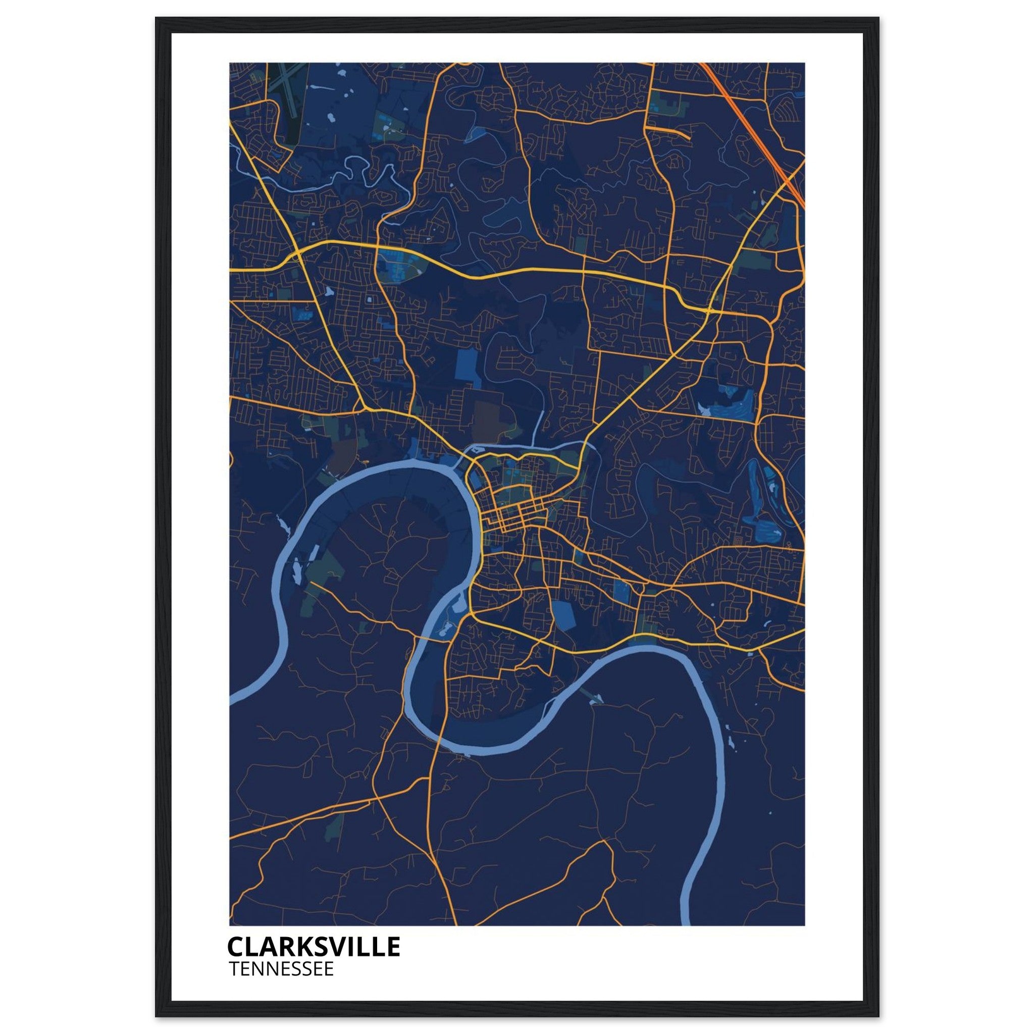 Clarksville Tennessee City Map Poster | Custom Map Art Print - Ink And Atlas