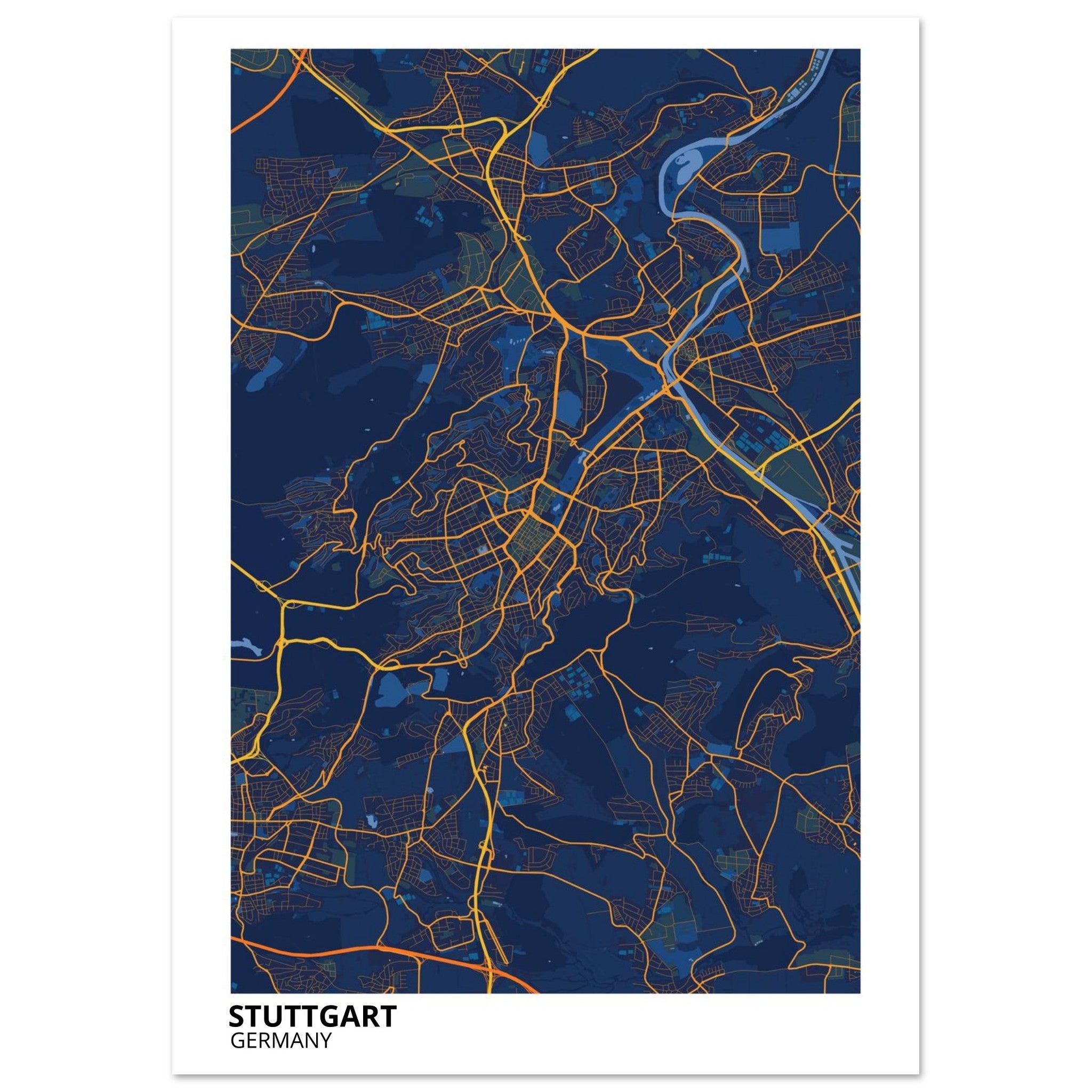 Stuttgart Germany City Map Poster | Custom Map Art Print - Ink And Atlas