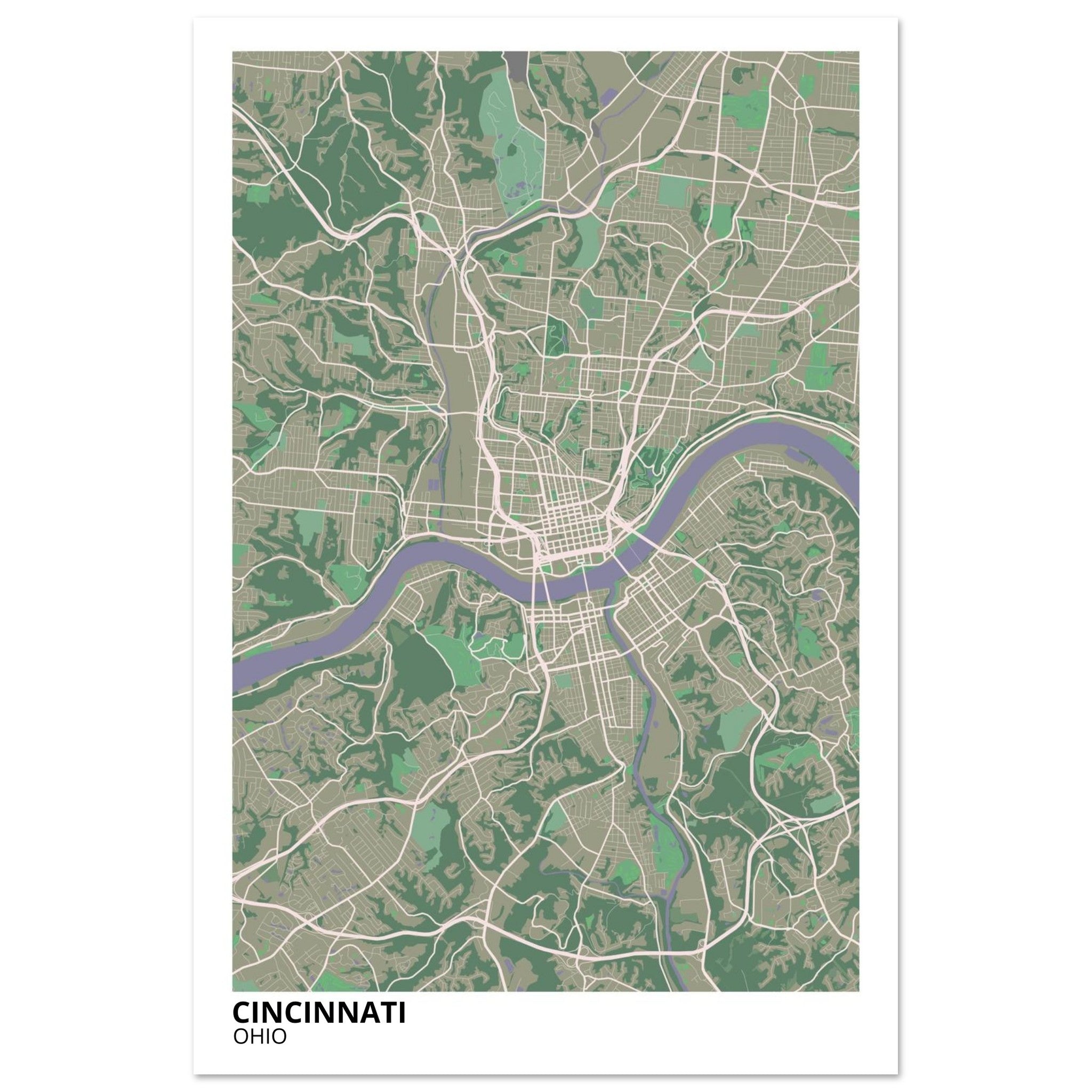 cincinnati map poster print