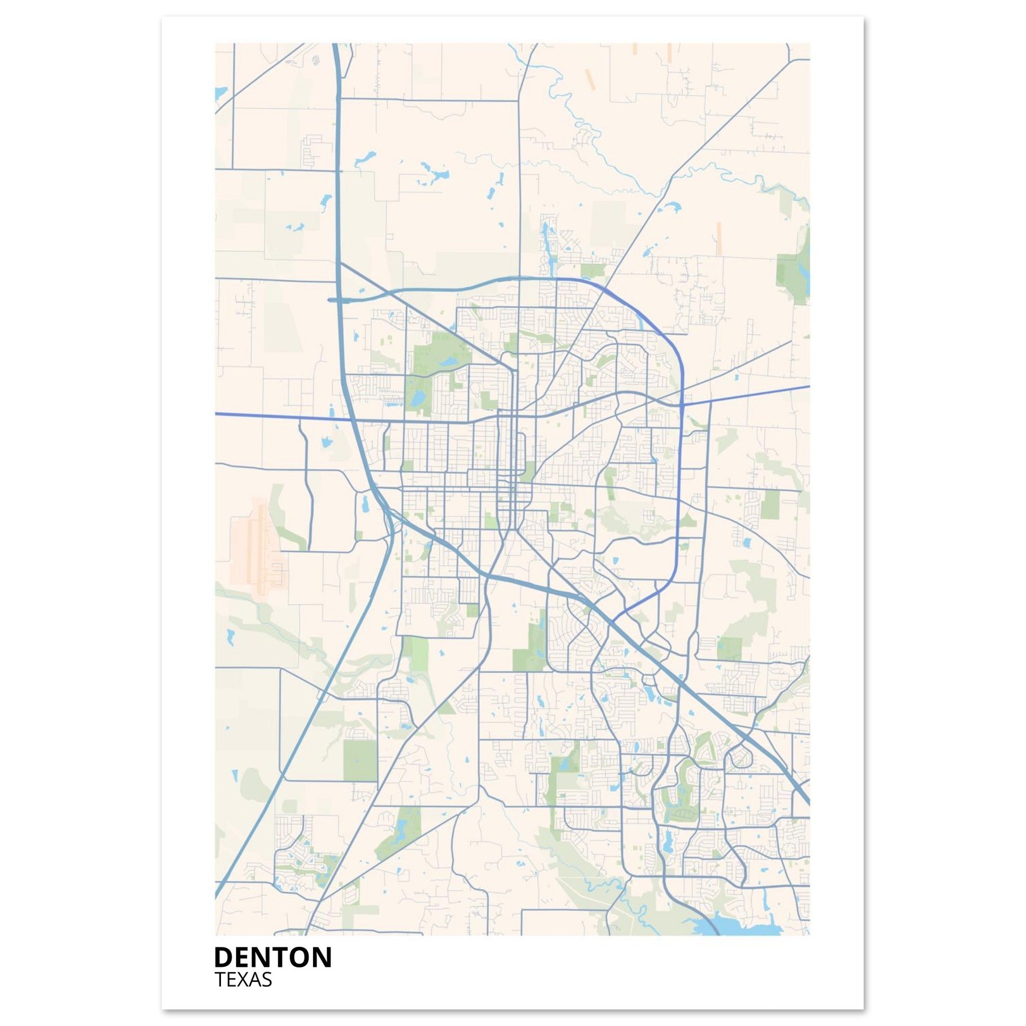 denton map poster print