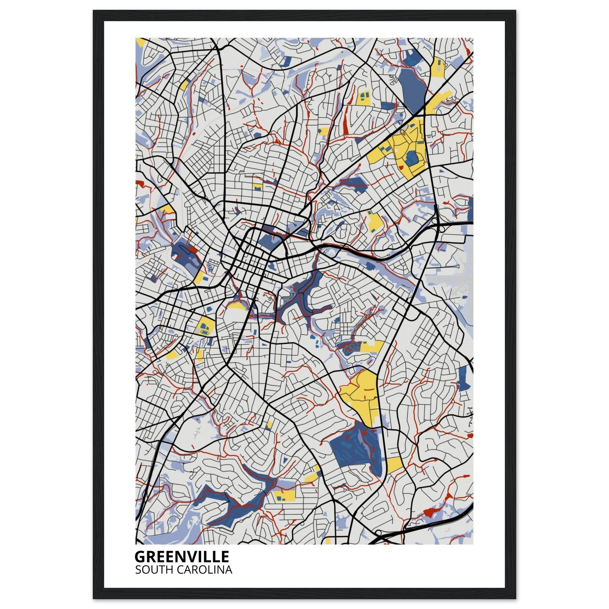Greenville South Carolina City Map Poster | Custom Map Art Print - Ink And Atlas
