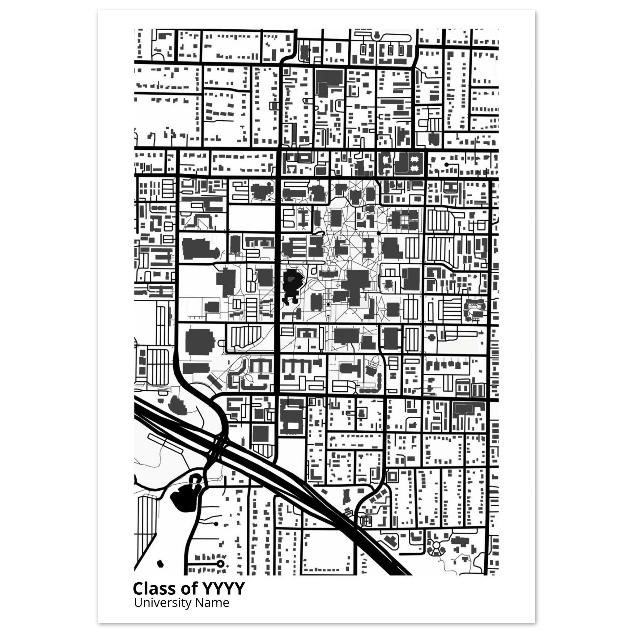 custom modern campus map print