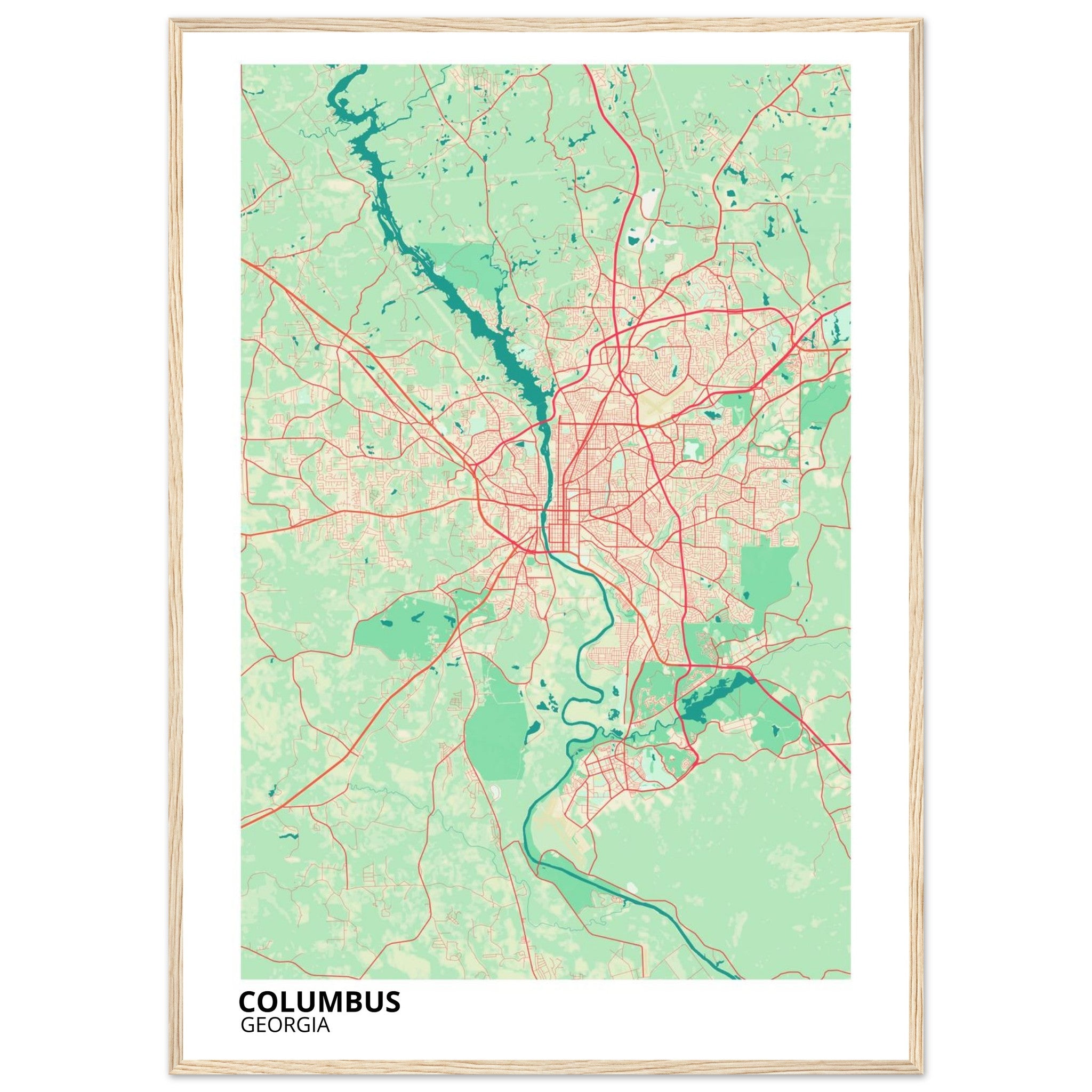 Columbus Georgia City Map Poster | Custom Map Art Print - Ink And Atlas