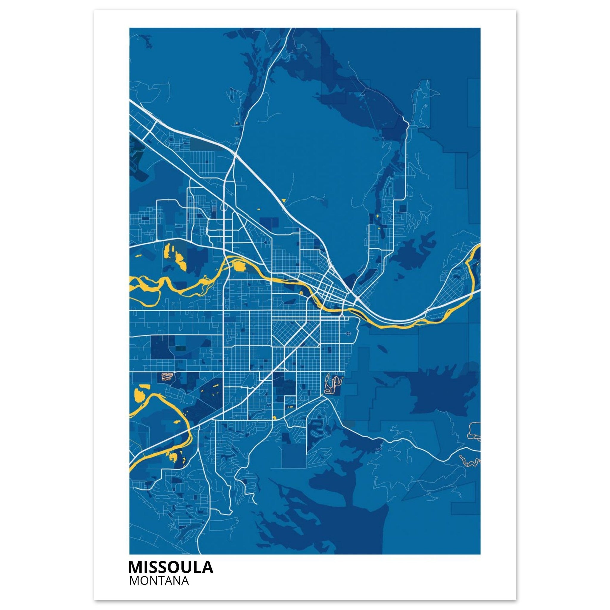 Missoula Montana City Map Poster | Custom Map Art Print - Ink And Atlas