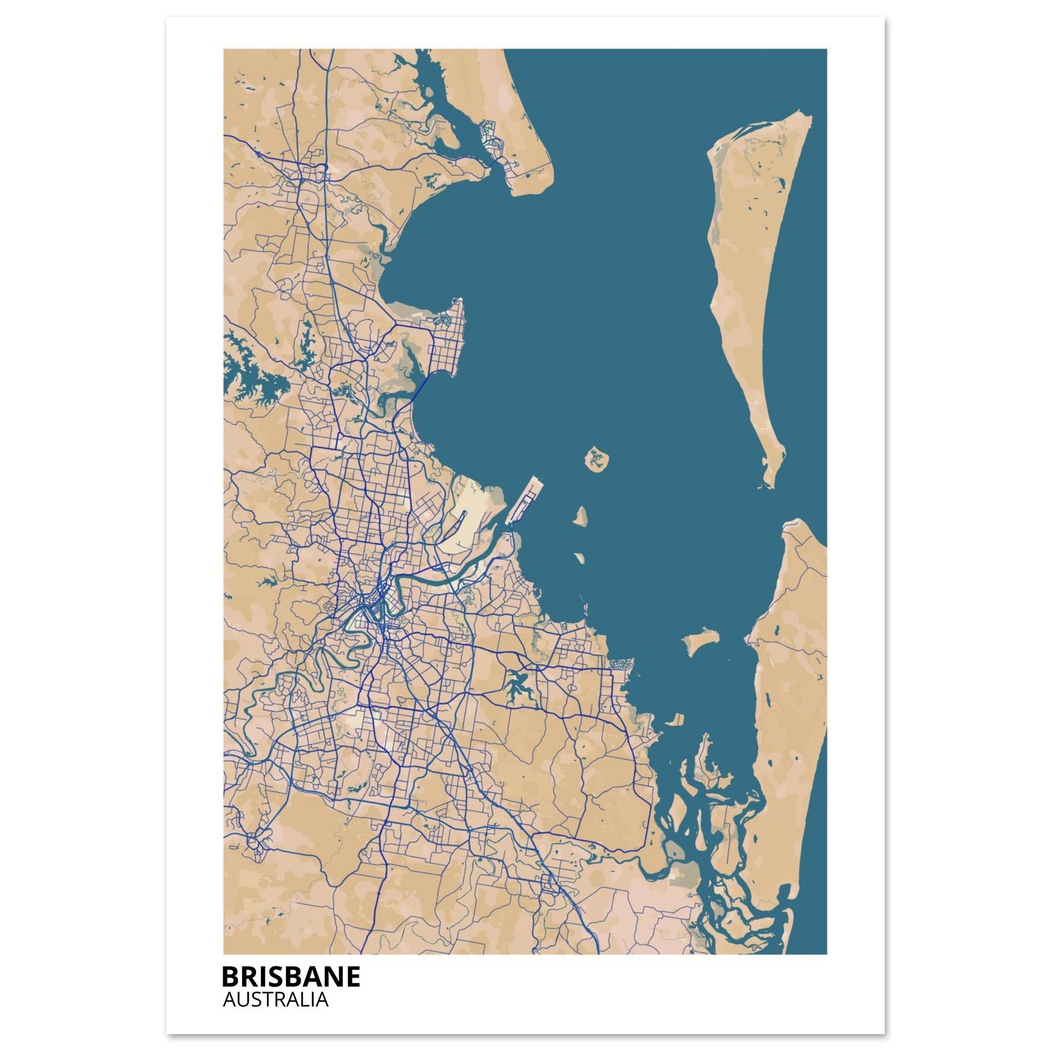Brisbane Australia City Map Poster | Custom Map Art Print - Ink And Atlas