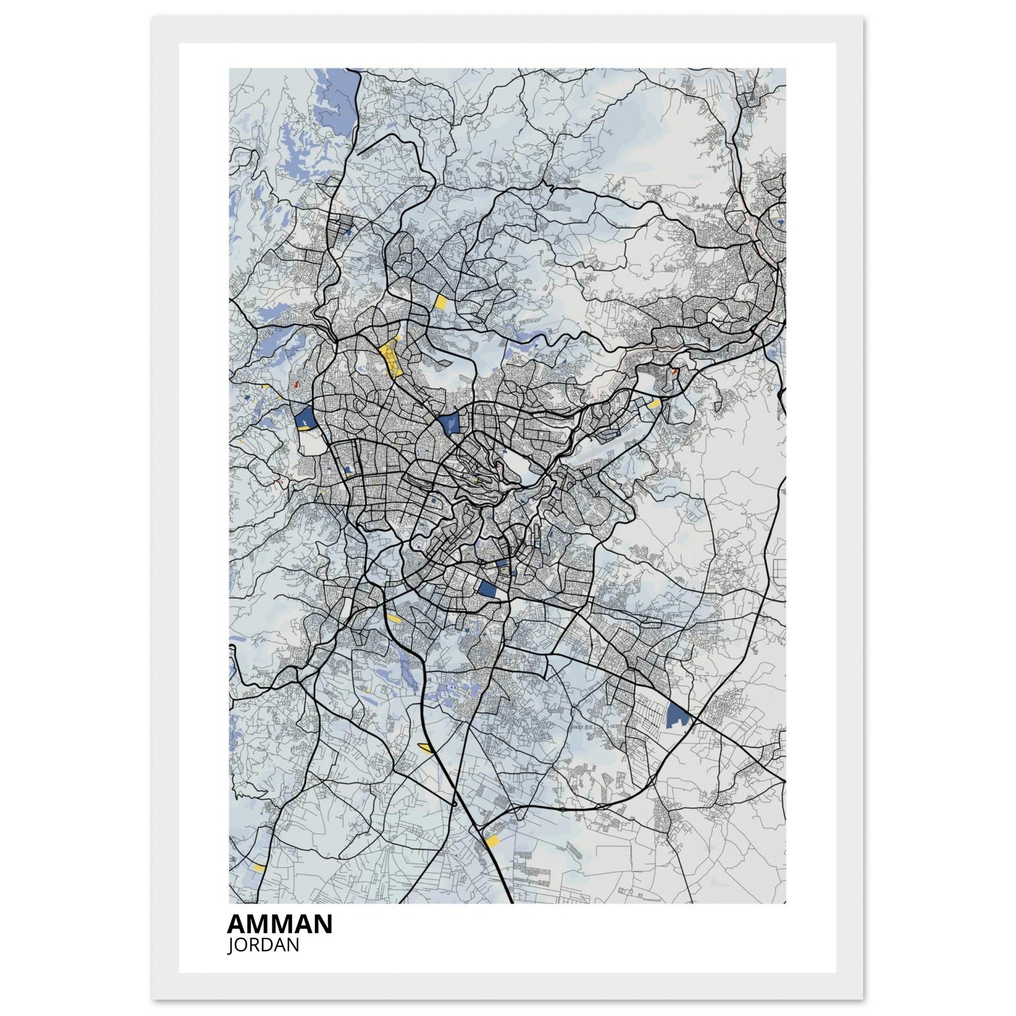 Amman Jordan City Map Poster | Custom Map Art Print - Ink And Atlas