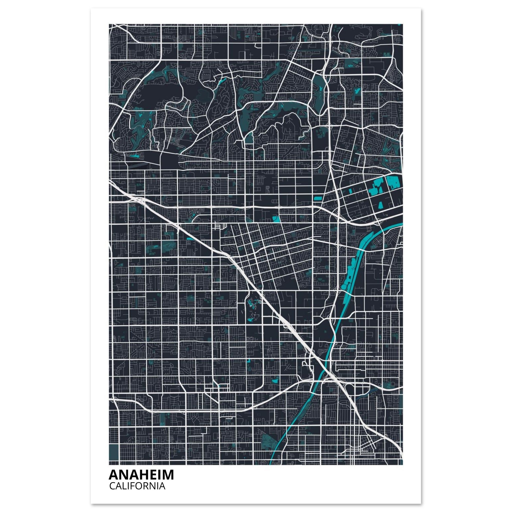 Anaheim California City Map Poster | Custom Map Art Print - Ink And Atlas