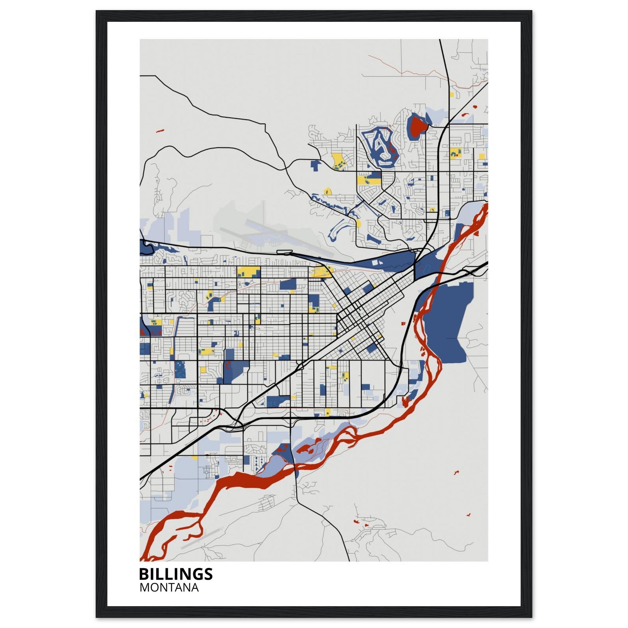 Billings Montana City Map Poster | Custom Map Art Print - Ink And Atlas
