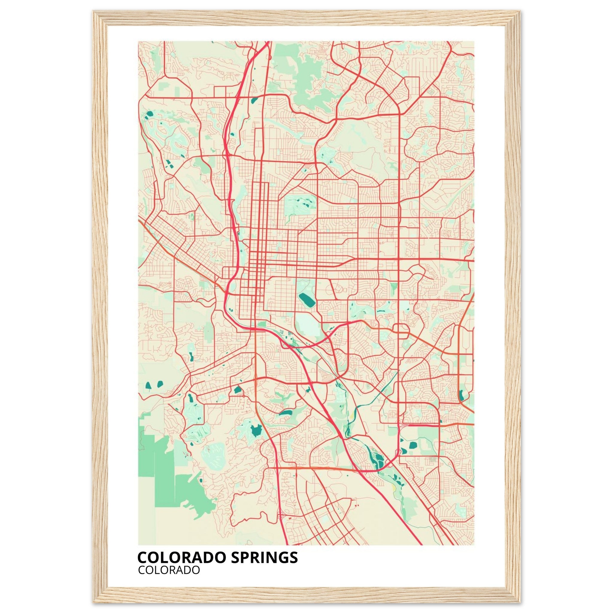 colorado springs map poster print