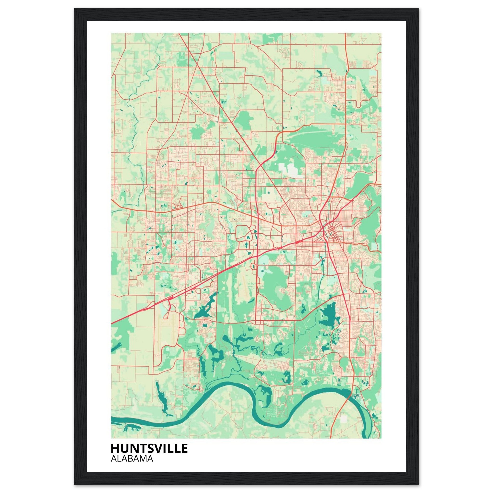 Huntsville Alabama City Map Poster | Custom Map Art Print - Ink And Atlas