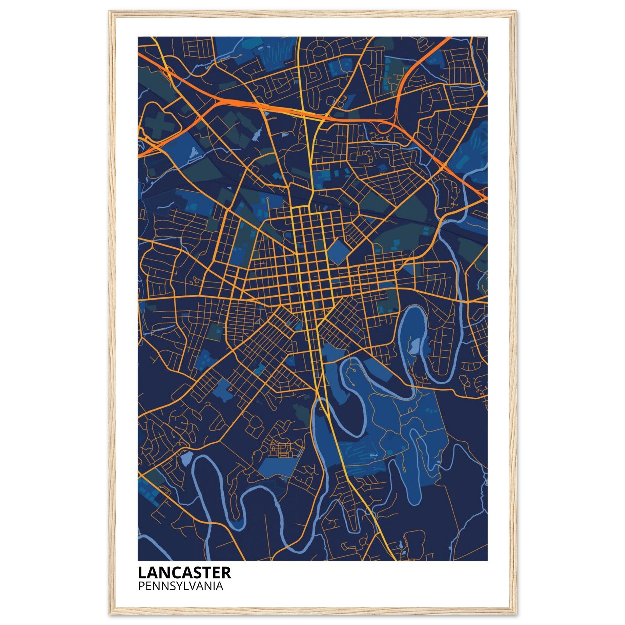 Lancaster Pennsylvania City Map Poster | Custom Map Art Print - Ink And Atlas