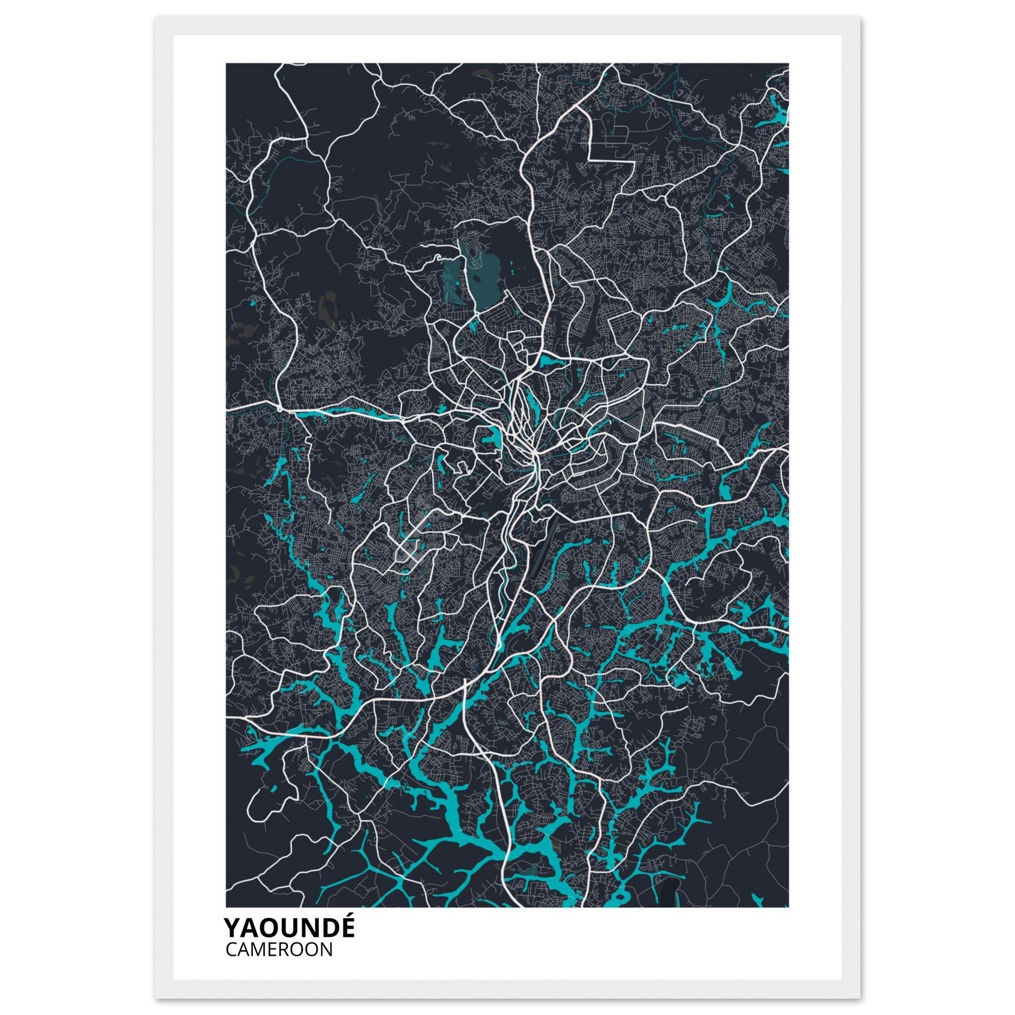 Yaounde Cameroon City Map Poster | Custom Map Art Print - Ink And Atlas