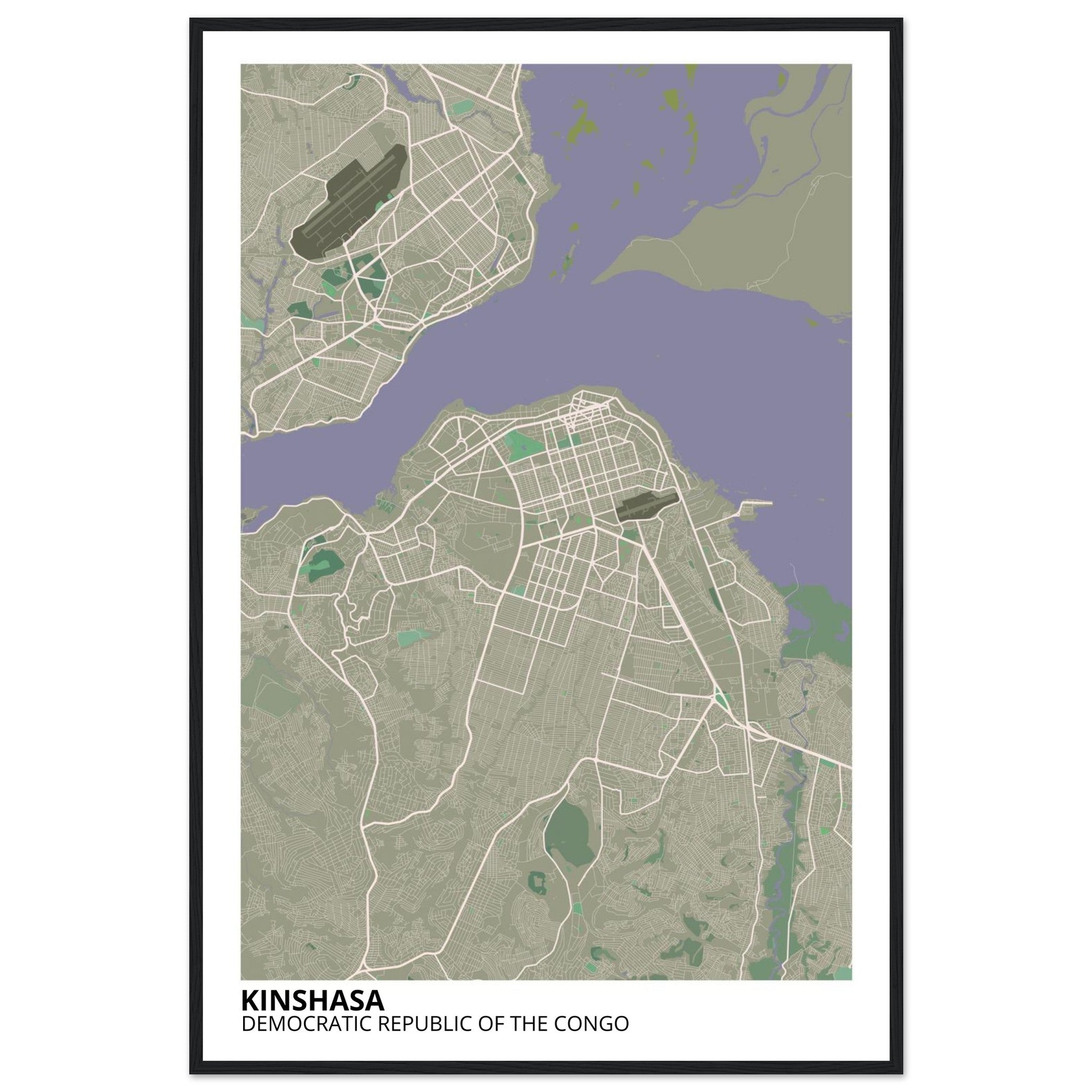 Kinshasa Congo City Map Poster | Custom Map Art Print - Ink And Atlas