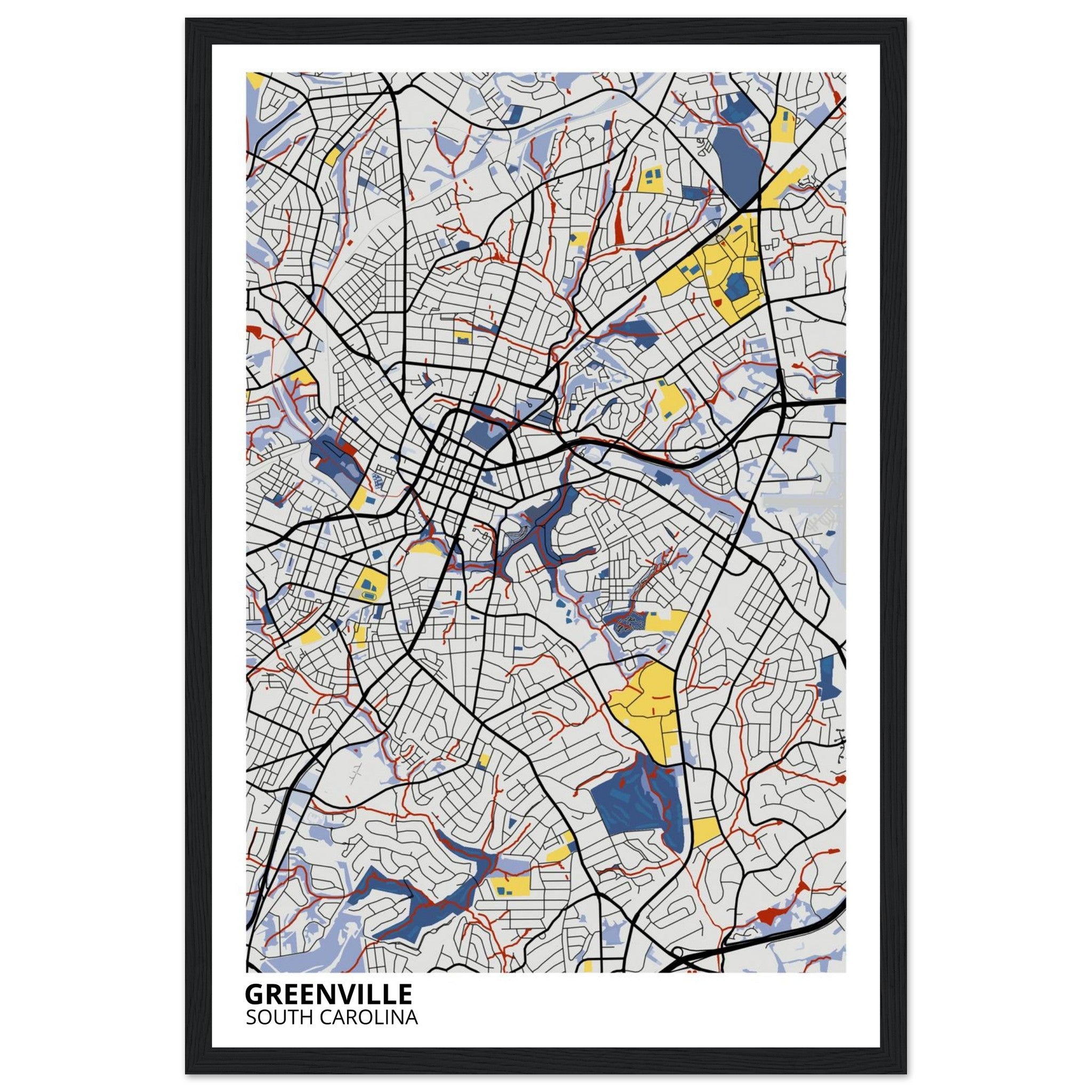 Greenville South Carolina City Map Poster | Custom Map Art Print - Ink And Atlas