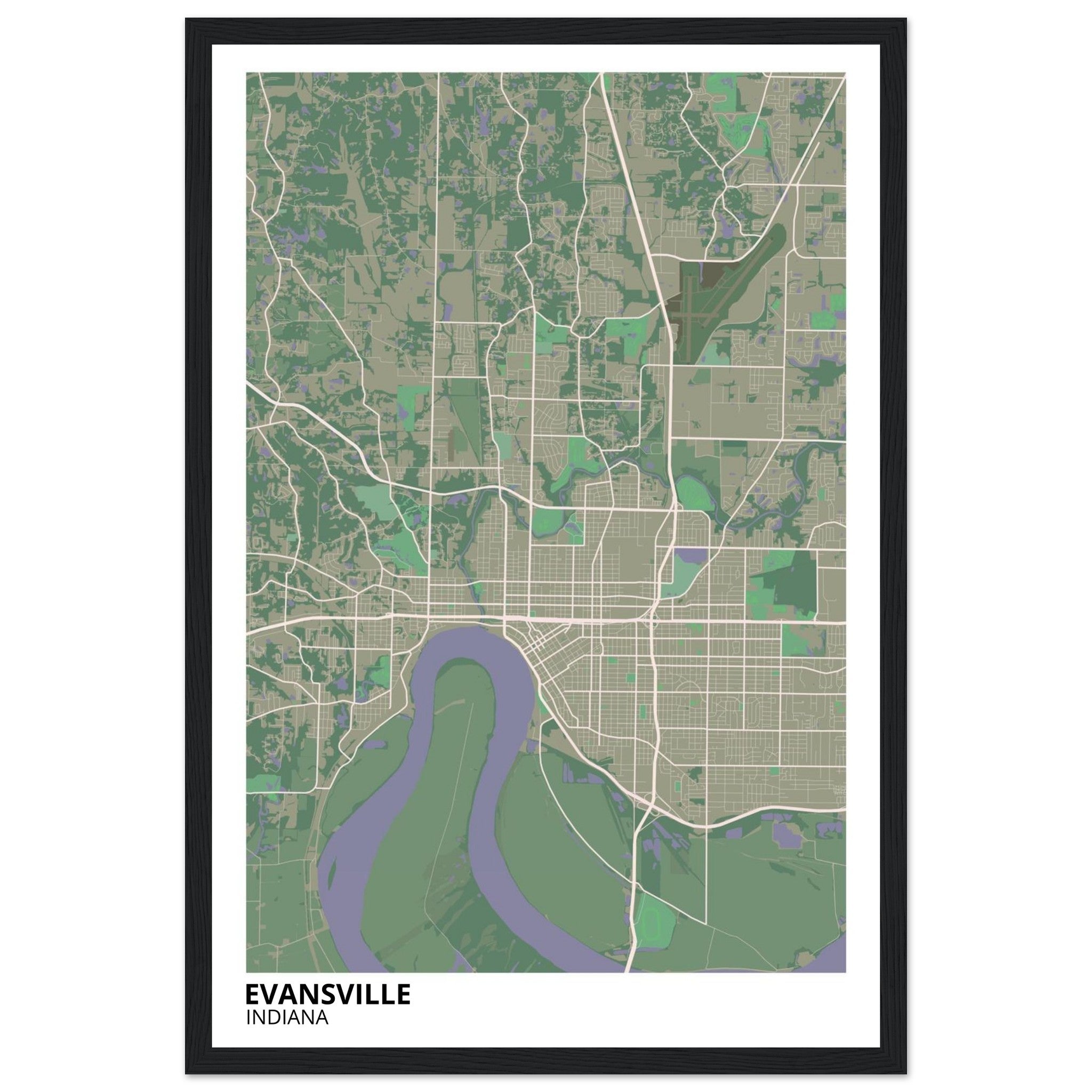 Evansville Indiana City Map Poster | Custom Map Art Print - Ink And Atlas