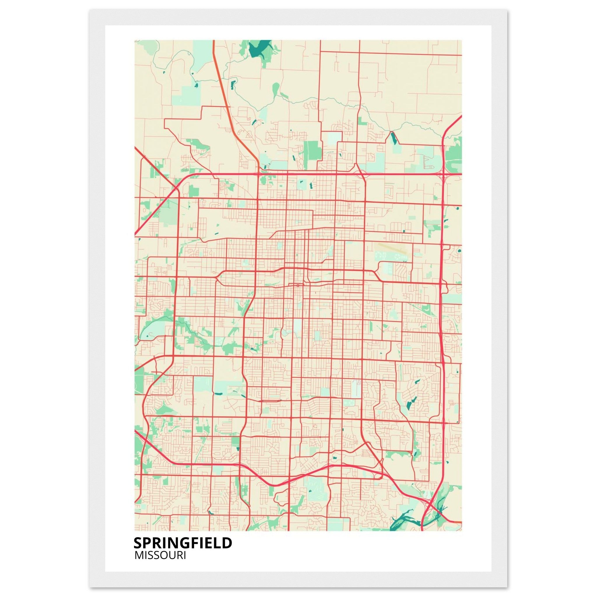 Springfield Missouri City Map Poster | Custom Map Art Print - Ink And Atlas