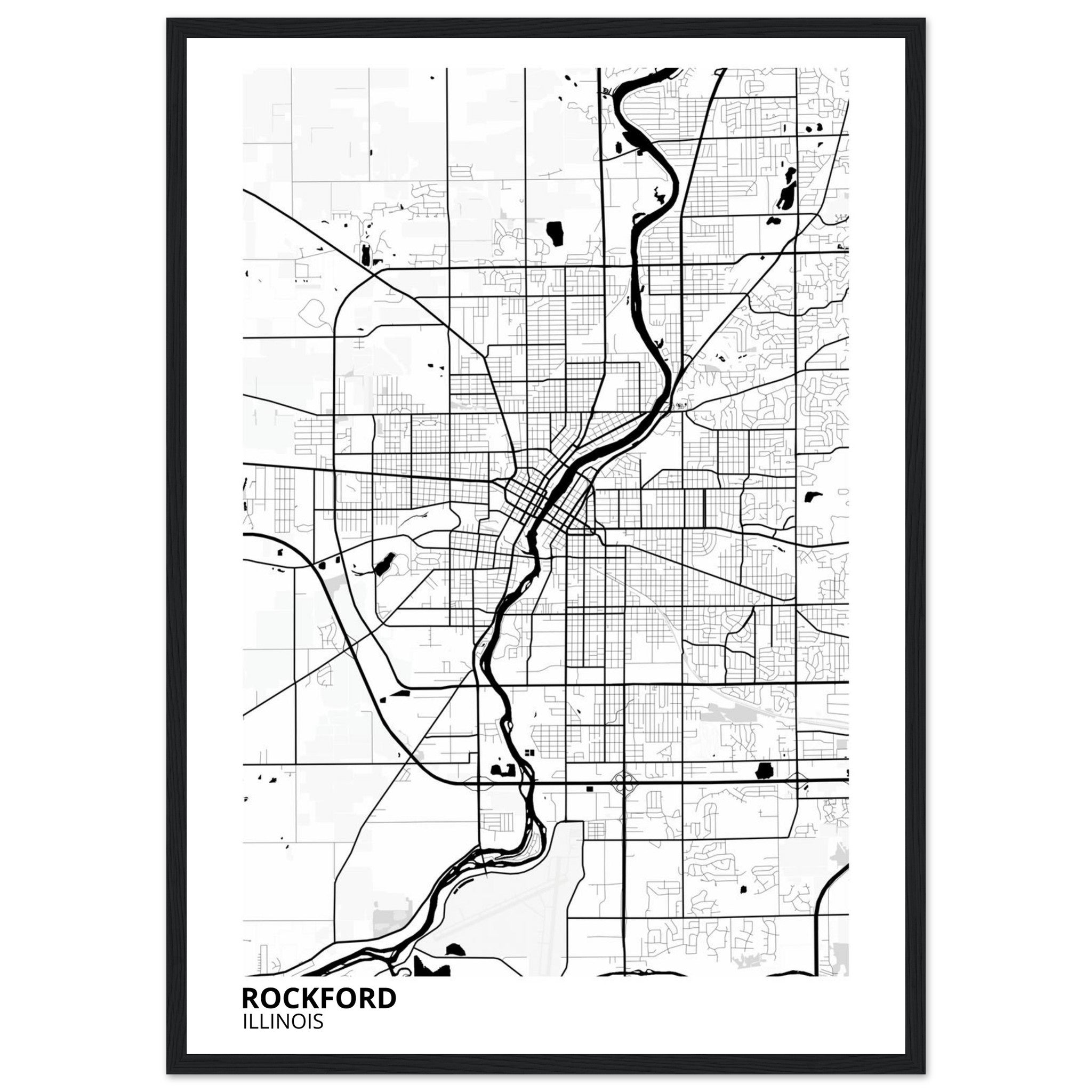 Rockford Illinois City Map Poster | Custom Map Art Print - Ink And Atlas