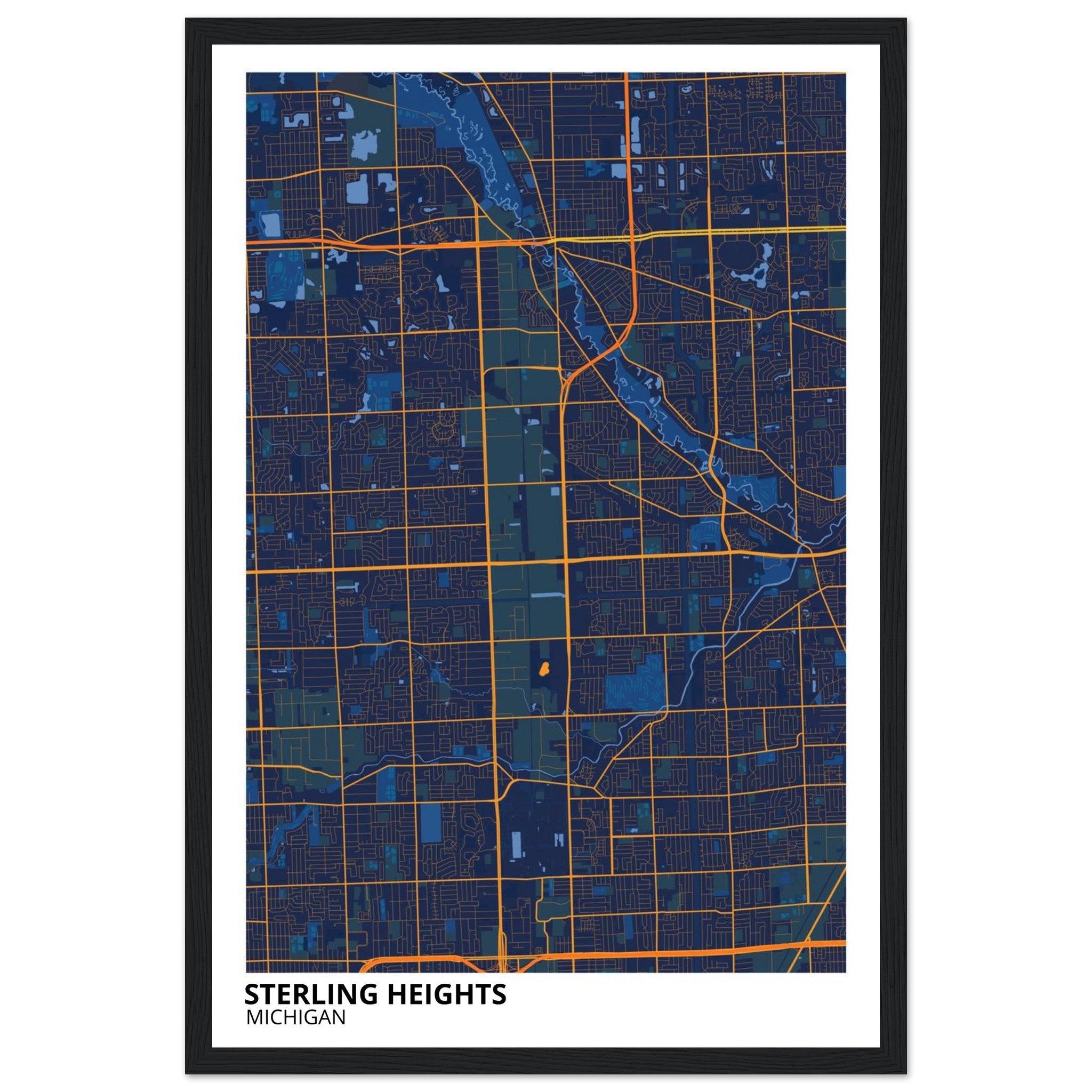 Sterling Heights Michigan City Map Poster | Custom Map Art Print - Ink And Atlas
