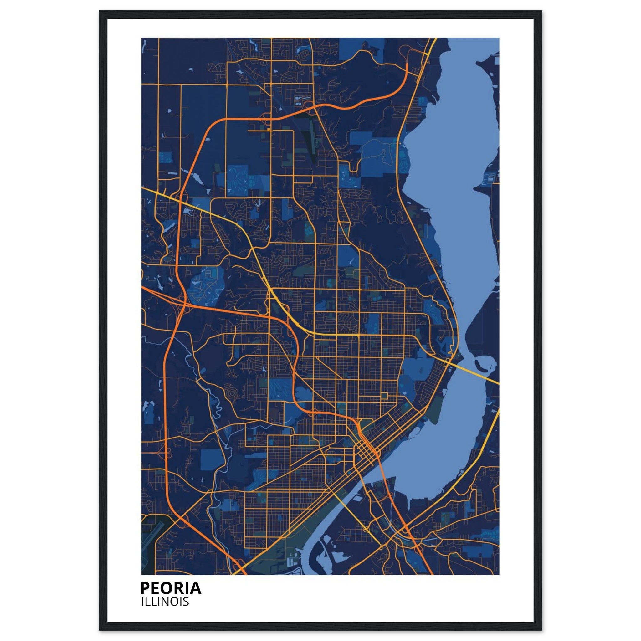 Peoria Illinois City Map Poster | Custom Map Art Print - Ink And Atlas