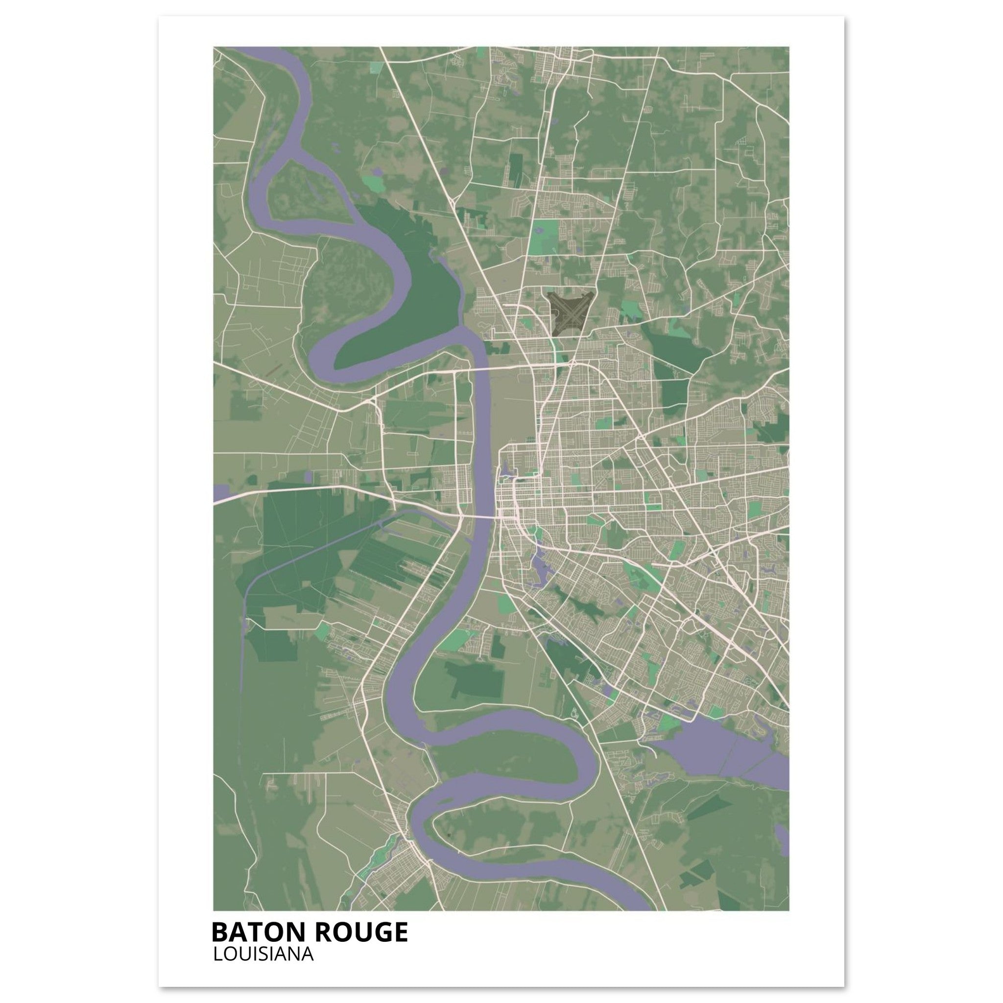 baton rouge map poster print