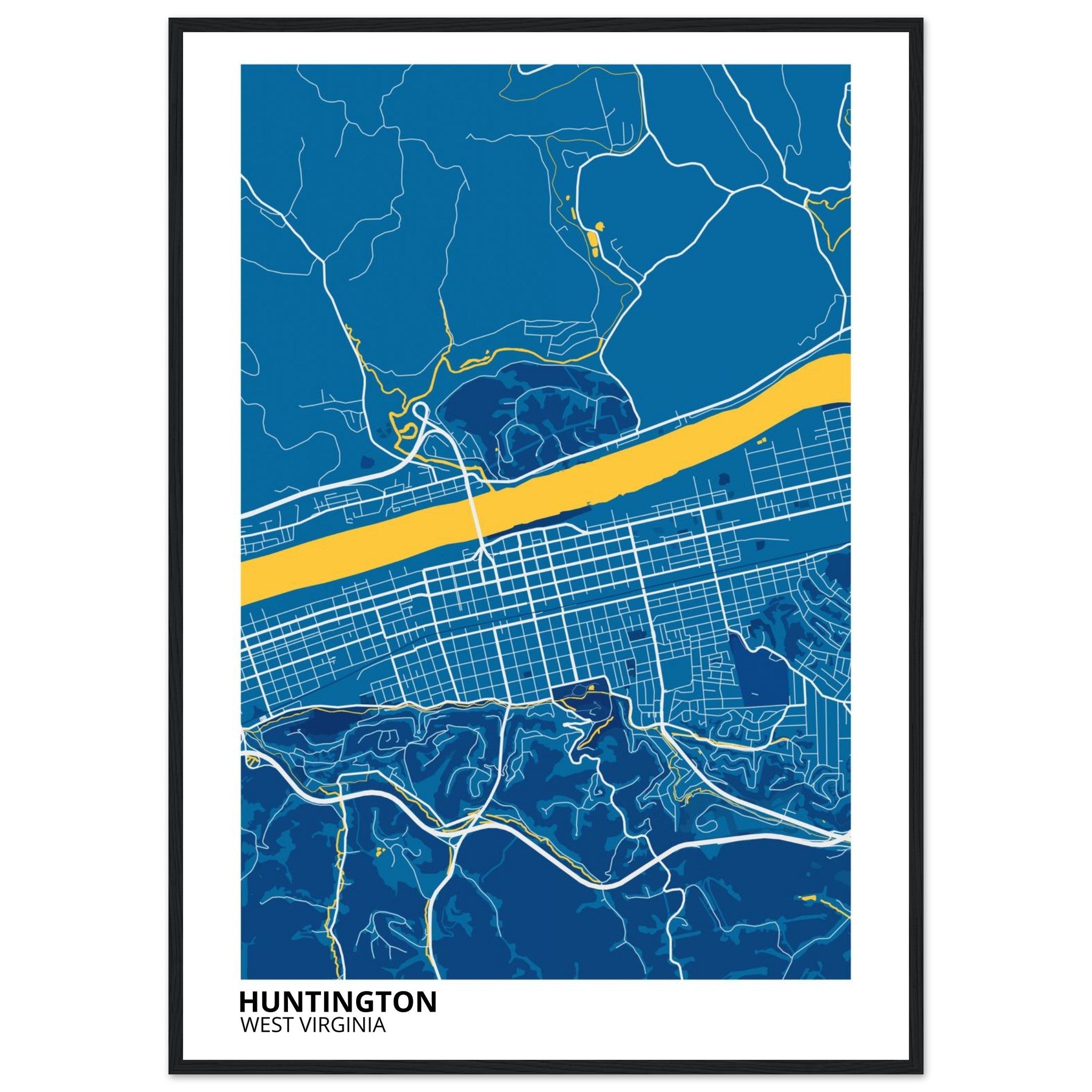 Huntington West Virginia City Map Poster | Custom Map Art Print - Ink And Atlas