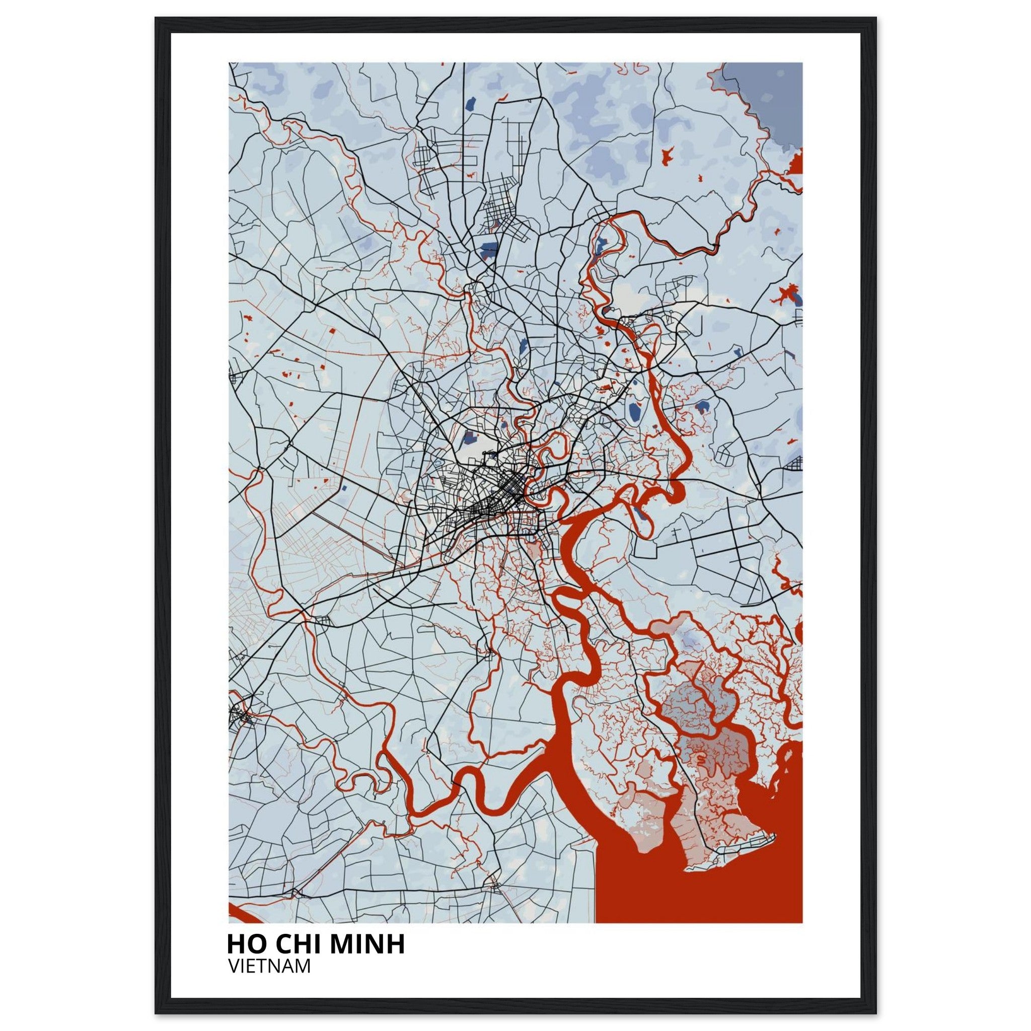 ho chi minh vietnam map poster print