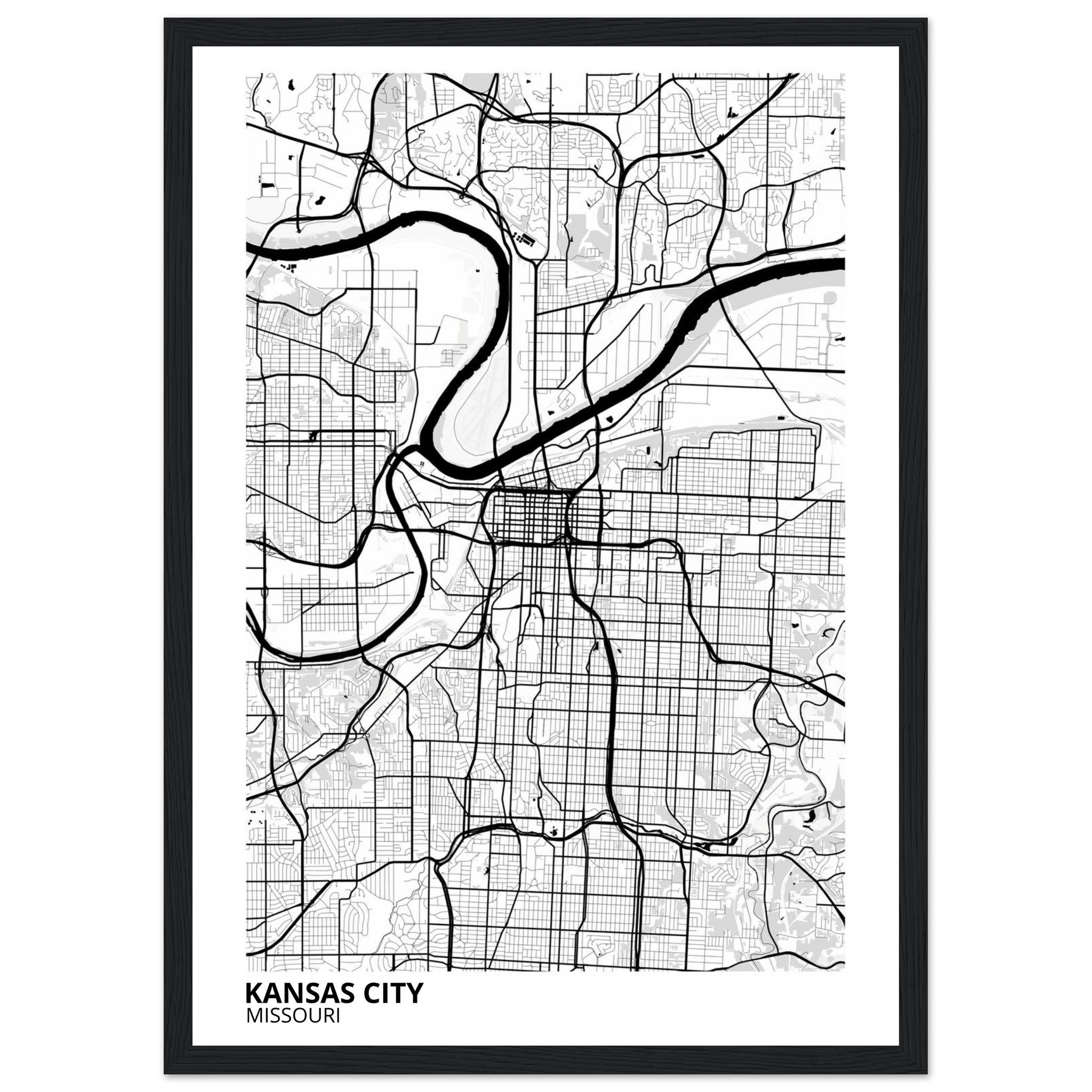 kansas city map poster print