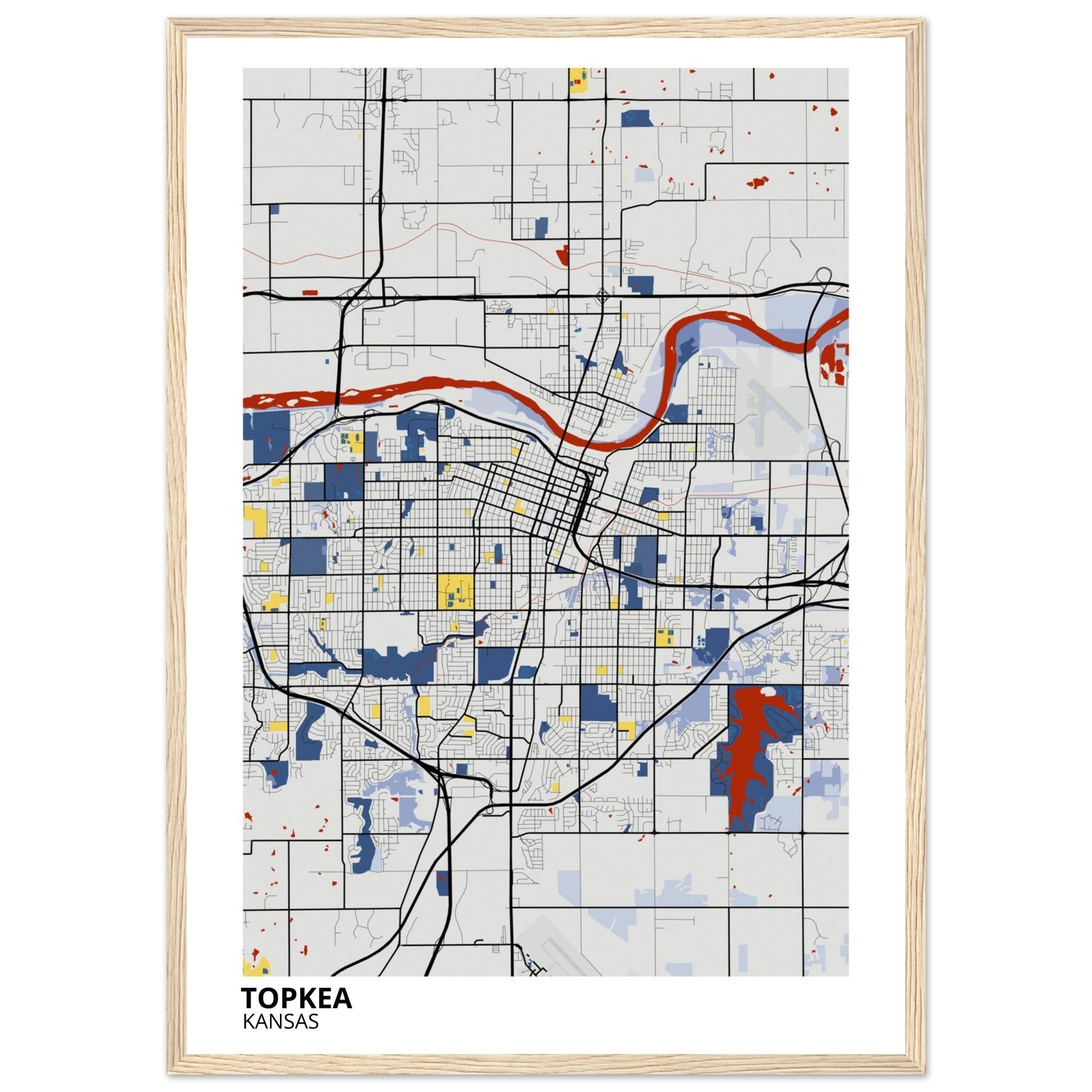 topeka map poster print
