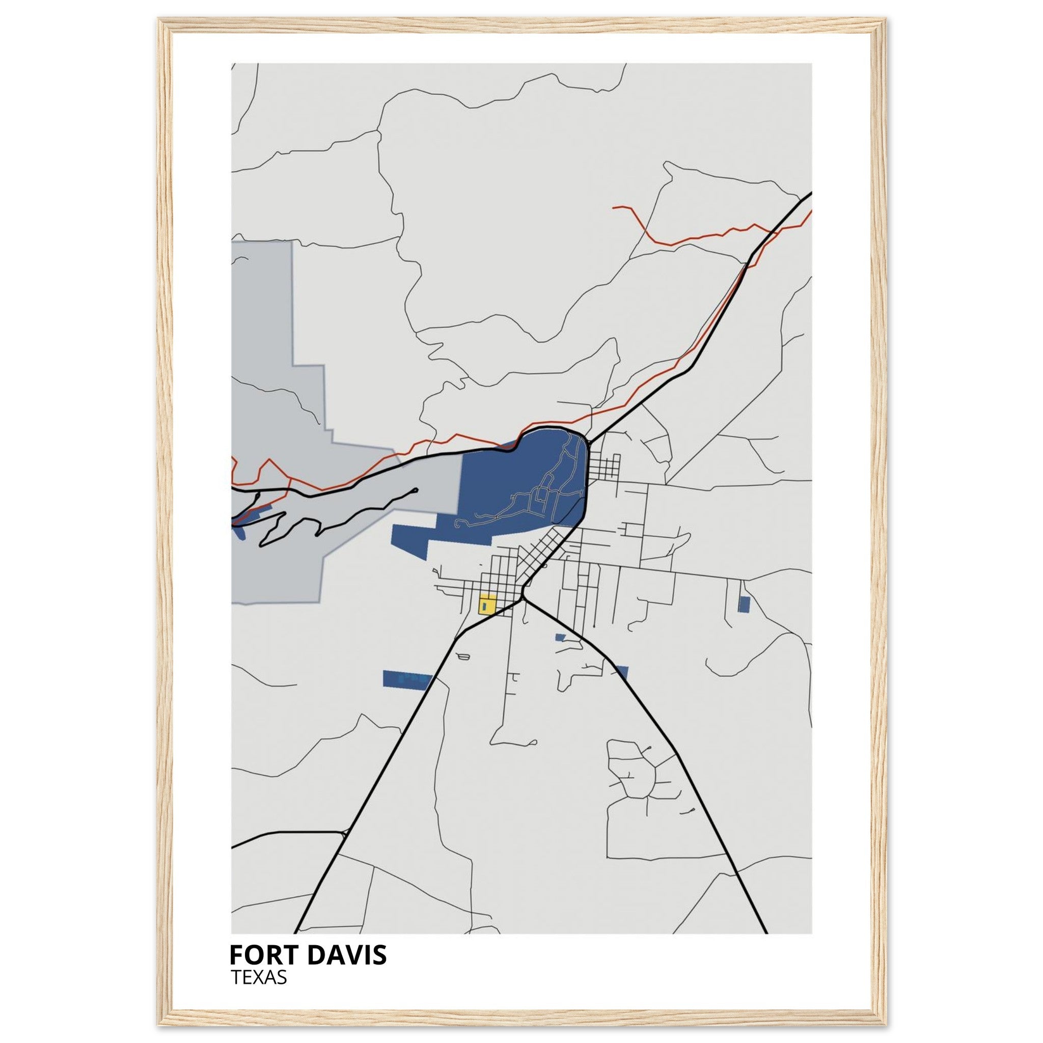 Fort Davis Texas City Map Poster | Custom Map Art Print - Ink And Atlas