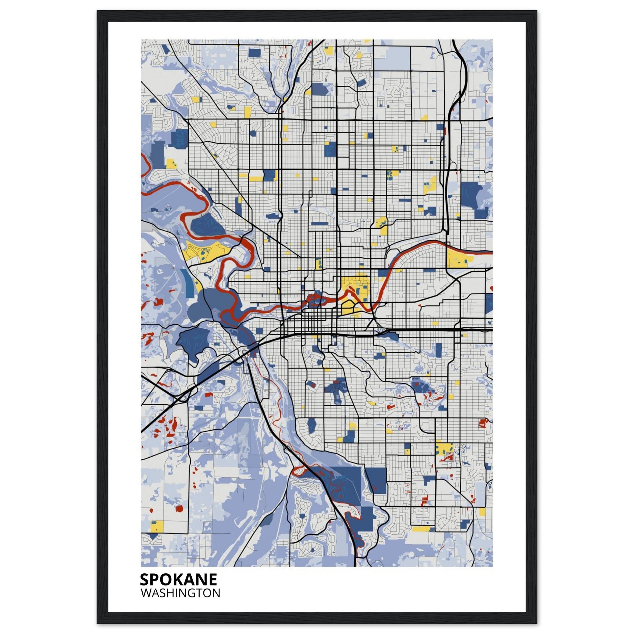 spokane map poster print