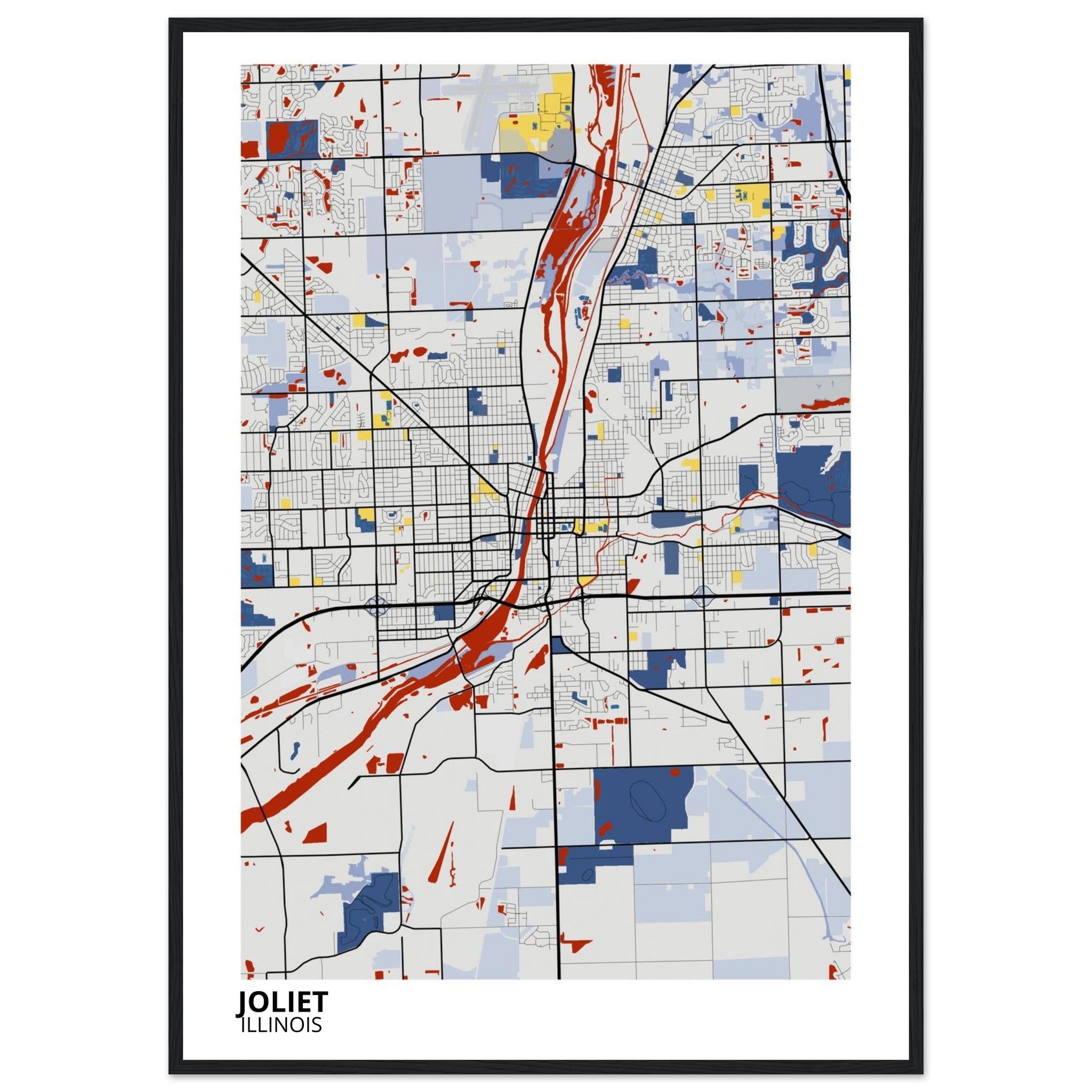 Joliet Illinois City Map Poster | Custom Map Art Print - Ink And Atlas