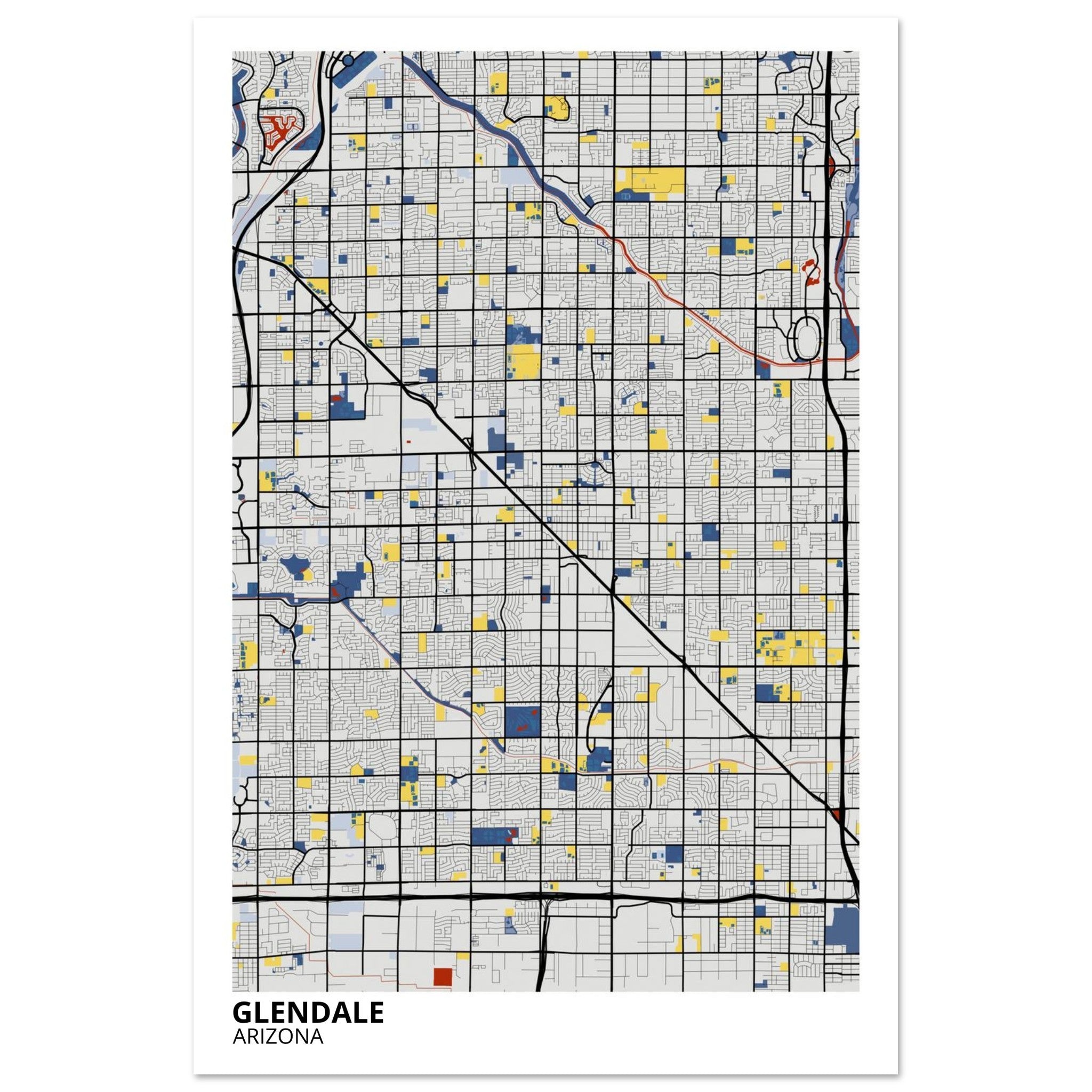 Glendale Arizona City Map Poster | Custom Map Art Print - Ink And Atlas