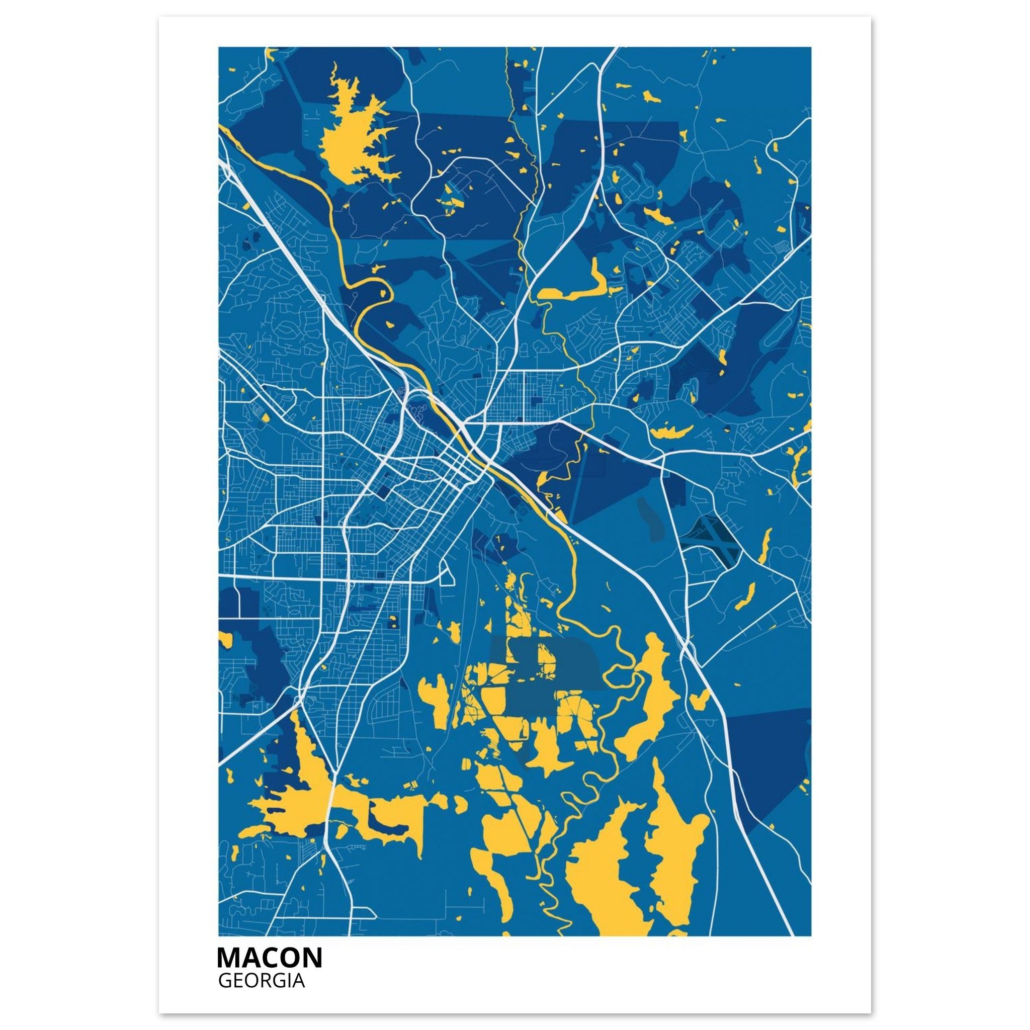 Macon Georgia City Map Poster | Custom Map Art Print - Ink And Atlas