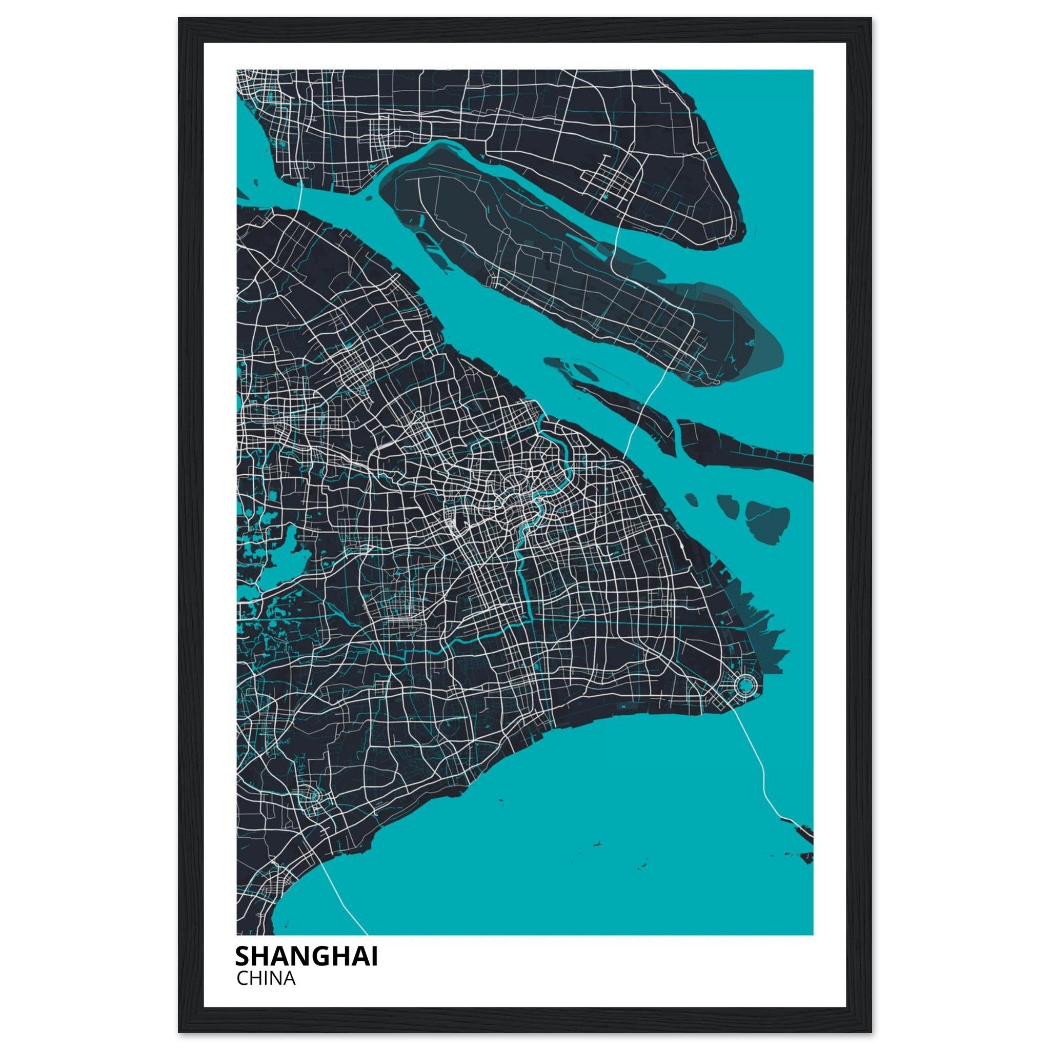 shanghai china map poster print