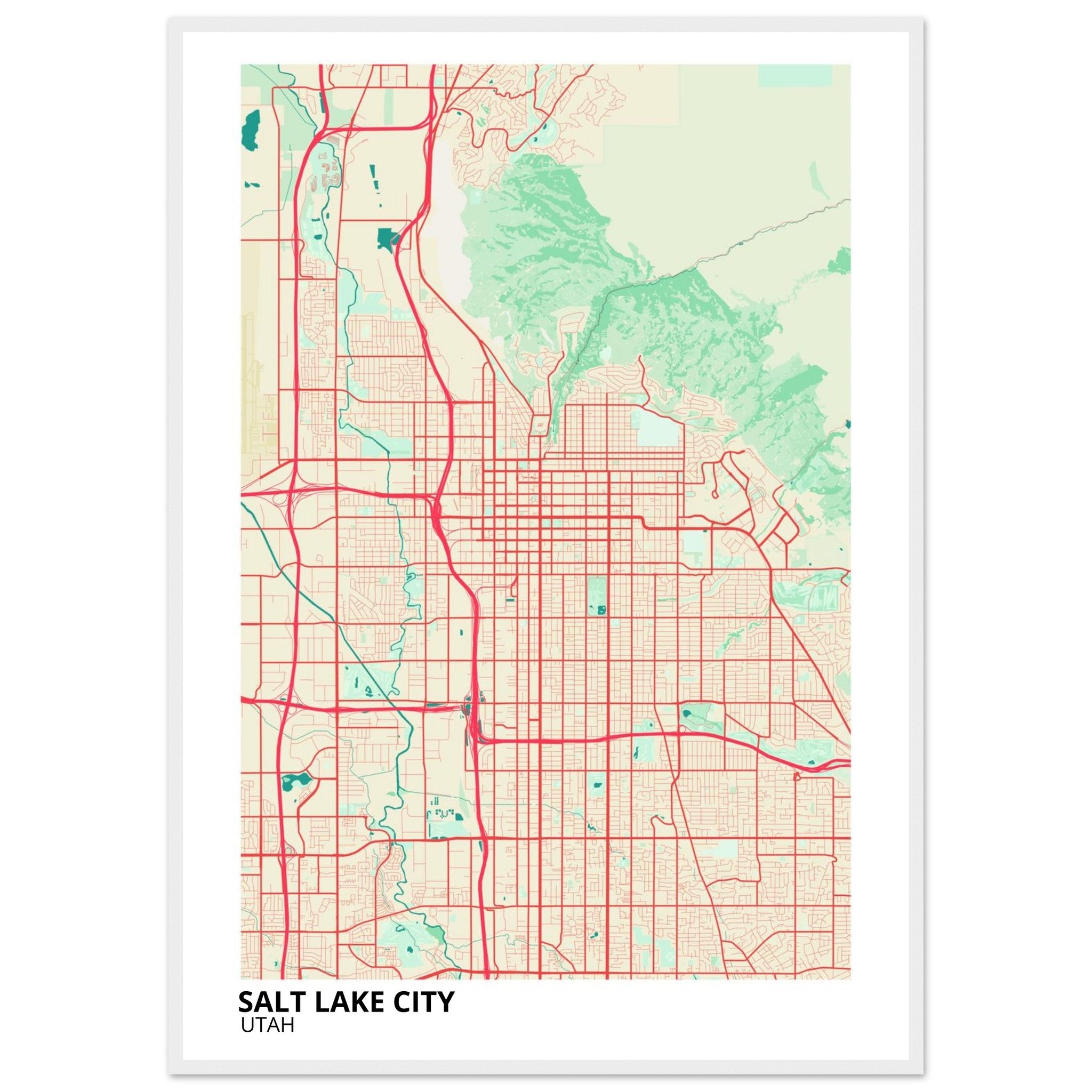 Salt Lake City Utah City Map Poster | Custom Map Art Print - Ink And Atlas