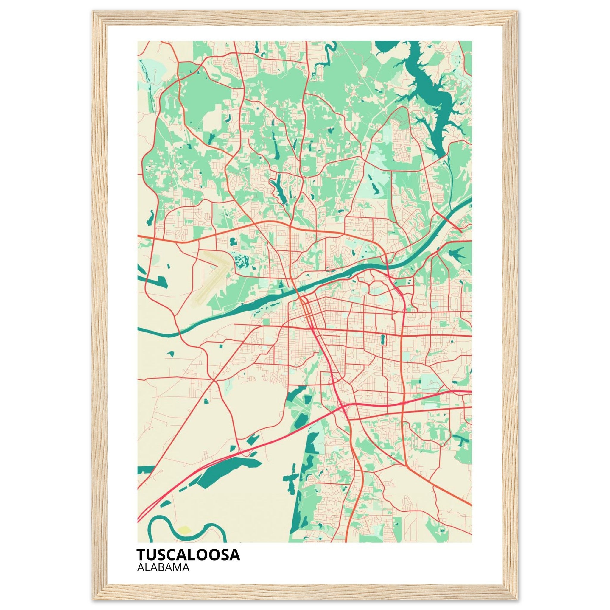 Tuscaloosa Alabama City Map Poster | Custom Map Art Print - Ink And Atlas