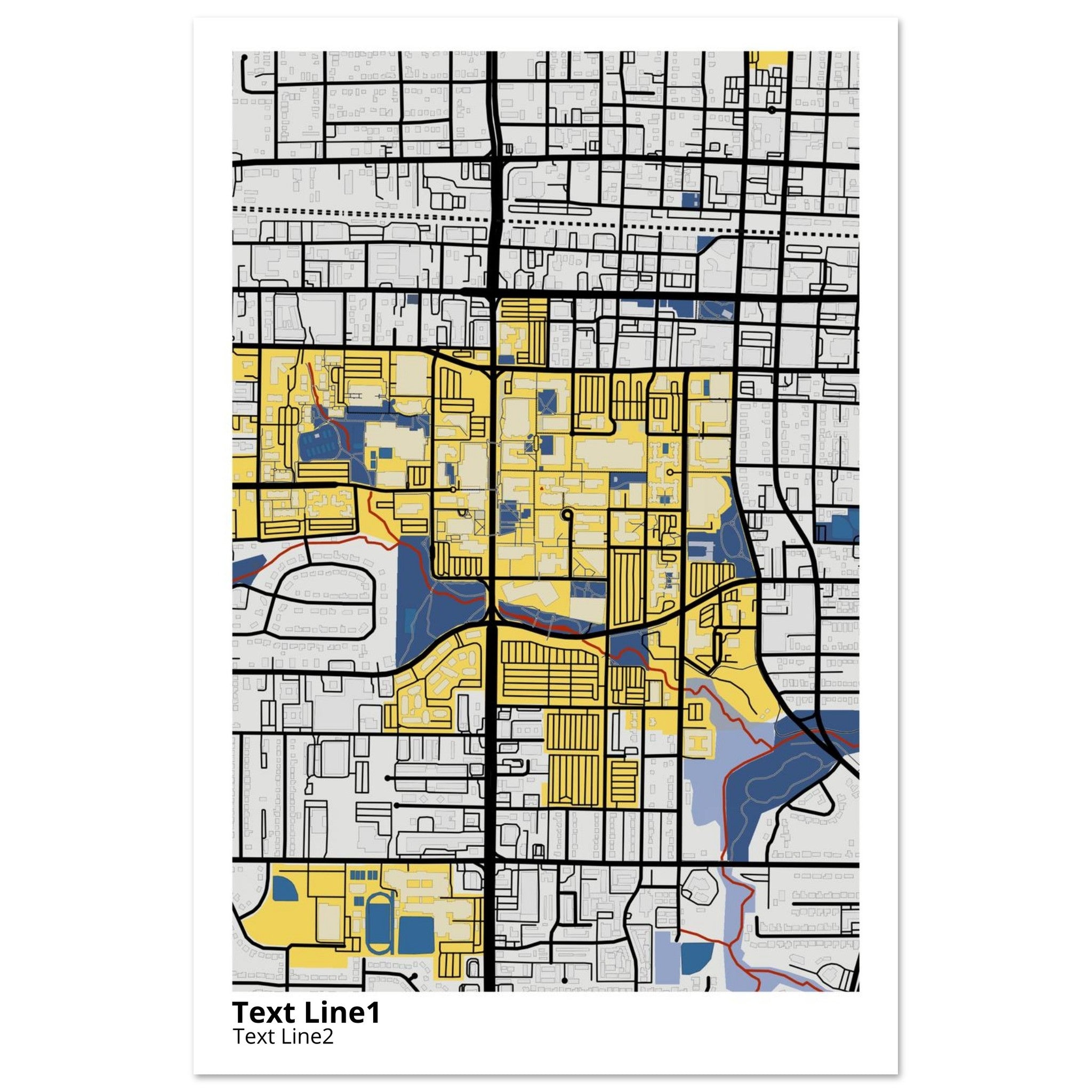 The University of Texas Arlington Campus Map Poster | Graduation Gift - Ink And Atlas