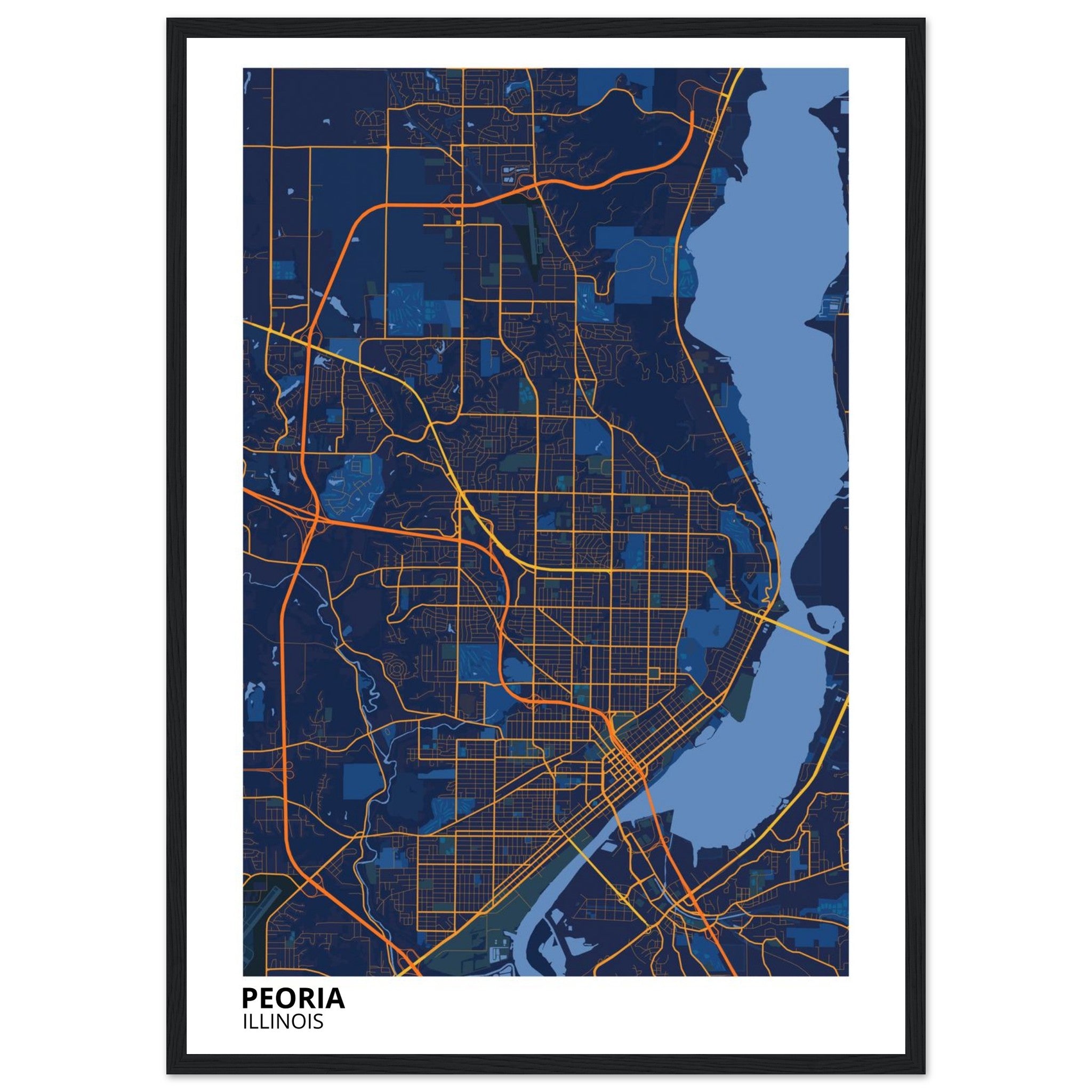 Peoria Illinois City Map Poster | Custom Map Art Print - Ink And Atlas