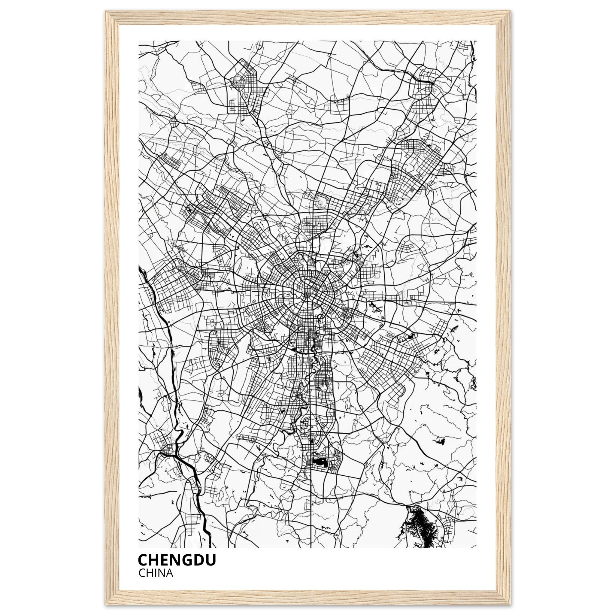 chengdu china map poster print