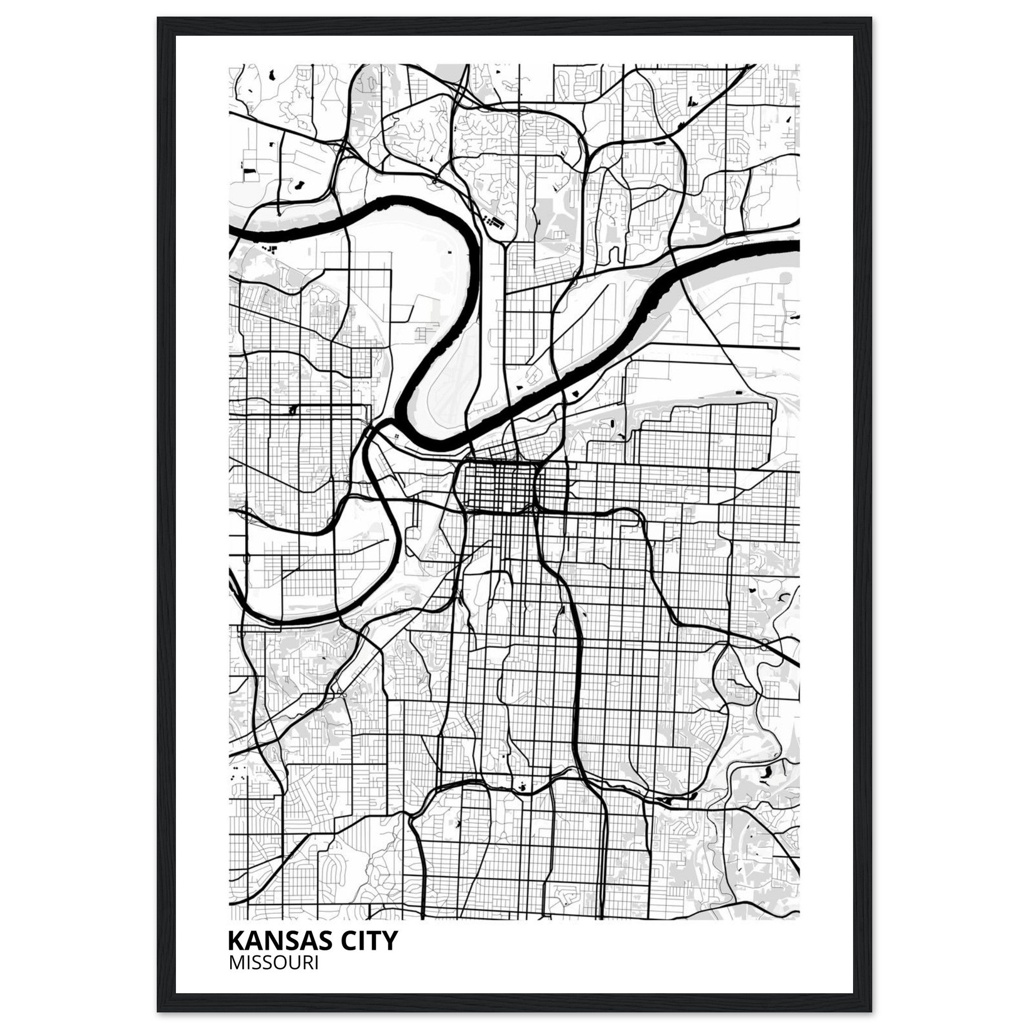 kansas city map poster print