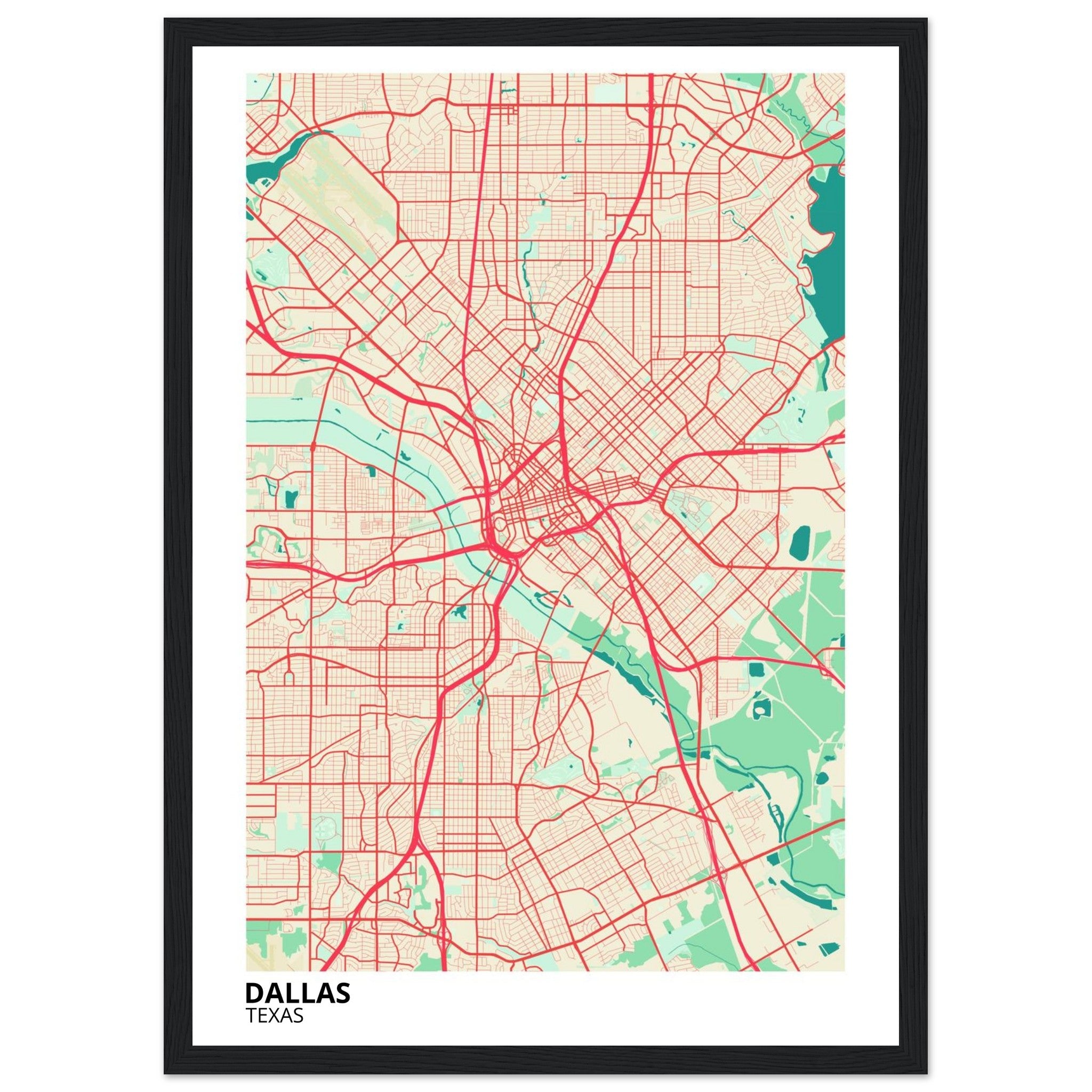 dallas map poster print