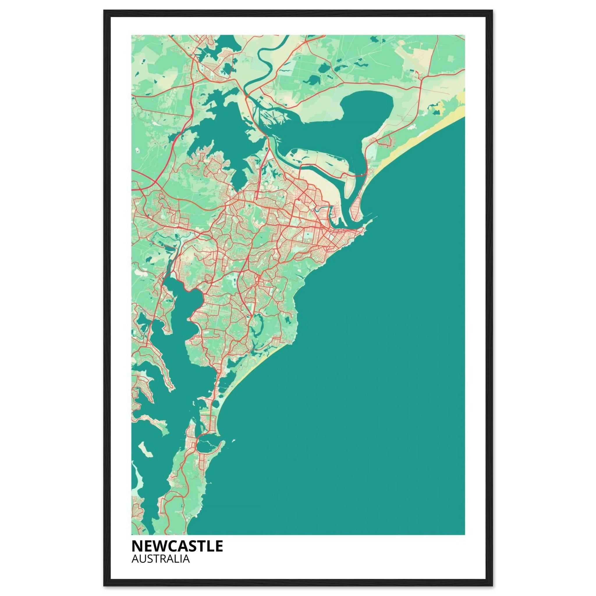 Newcastle Australia City Map Poster | Custom Map Art Print - Ink And Atlas
